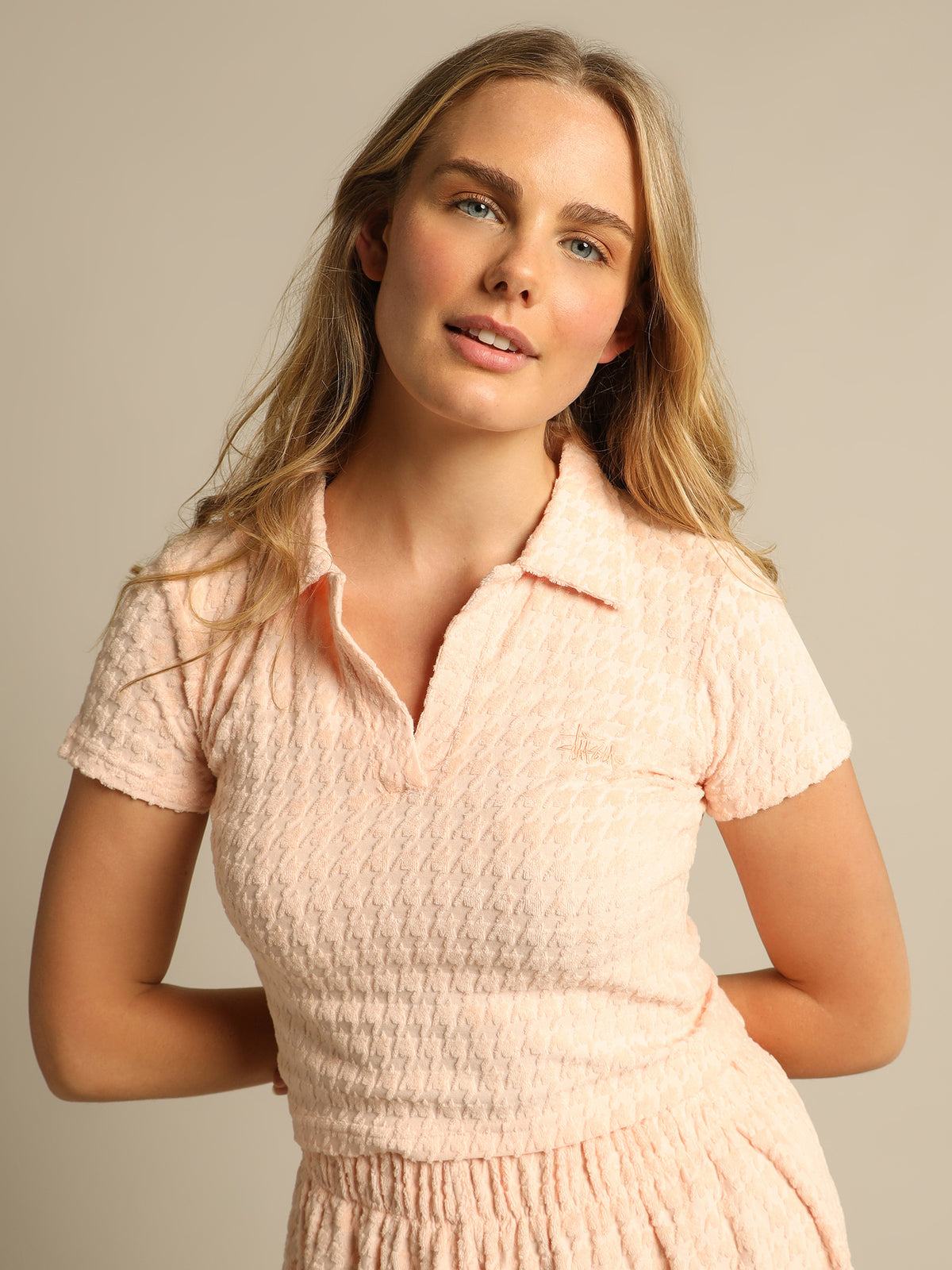 Stussy Houndstooth Terry Shirt | Pearl Blus