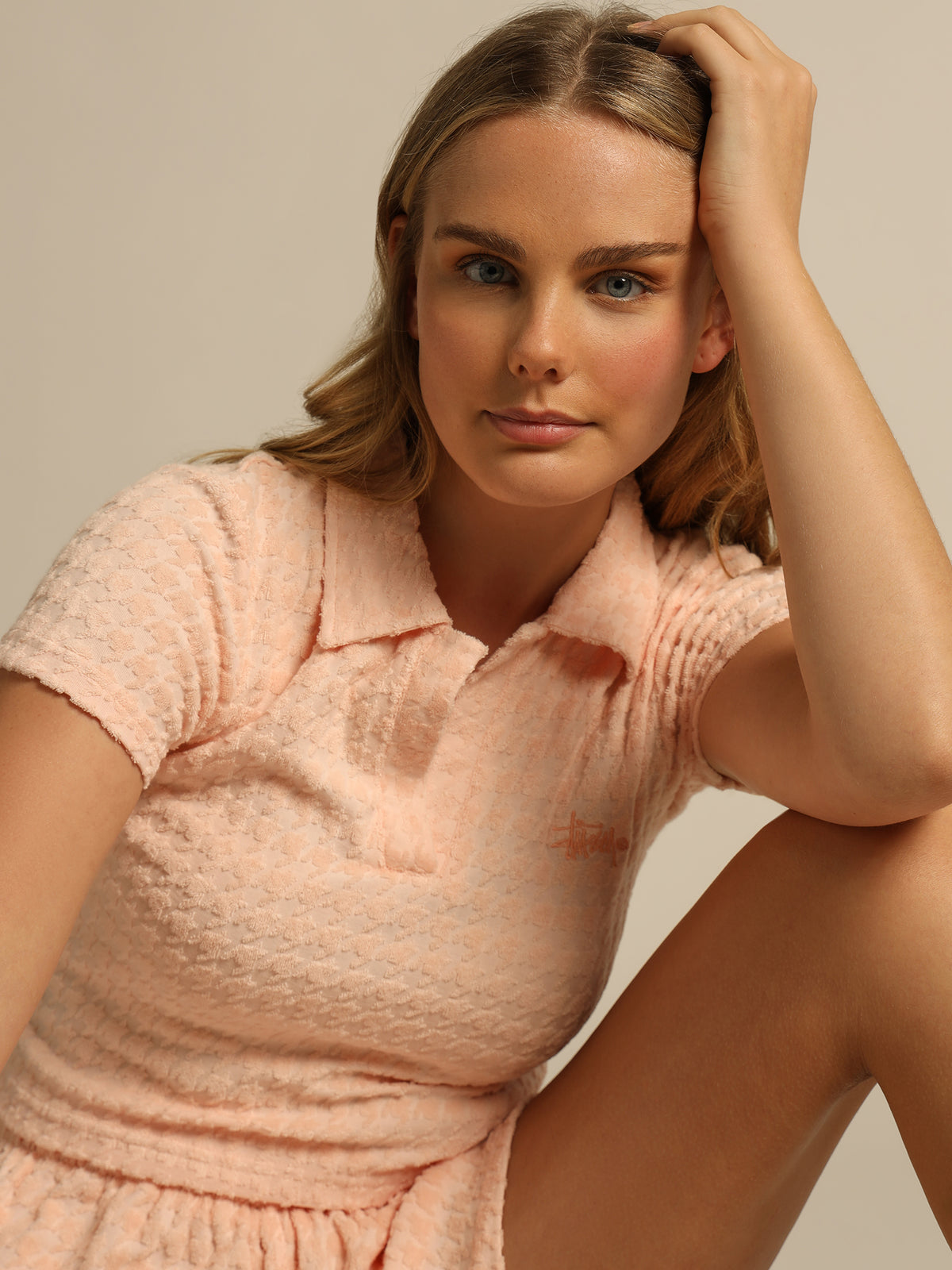 Stussy Houndstooth Terry Shirt | Pearl Blus