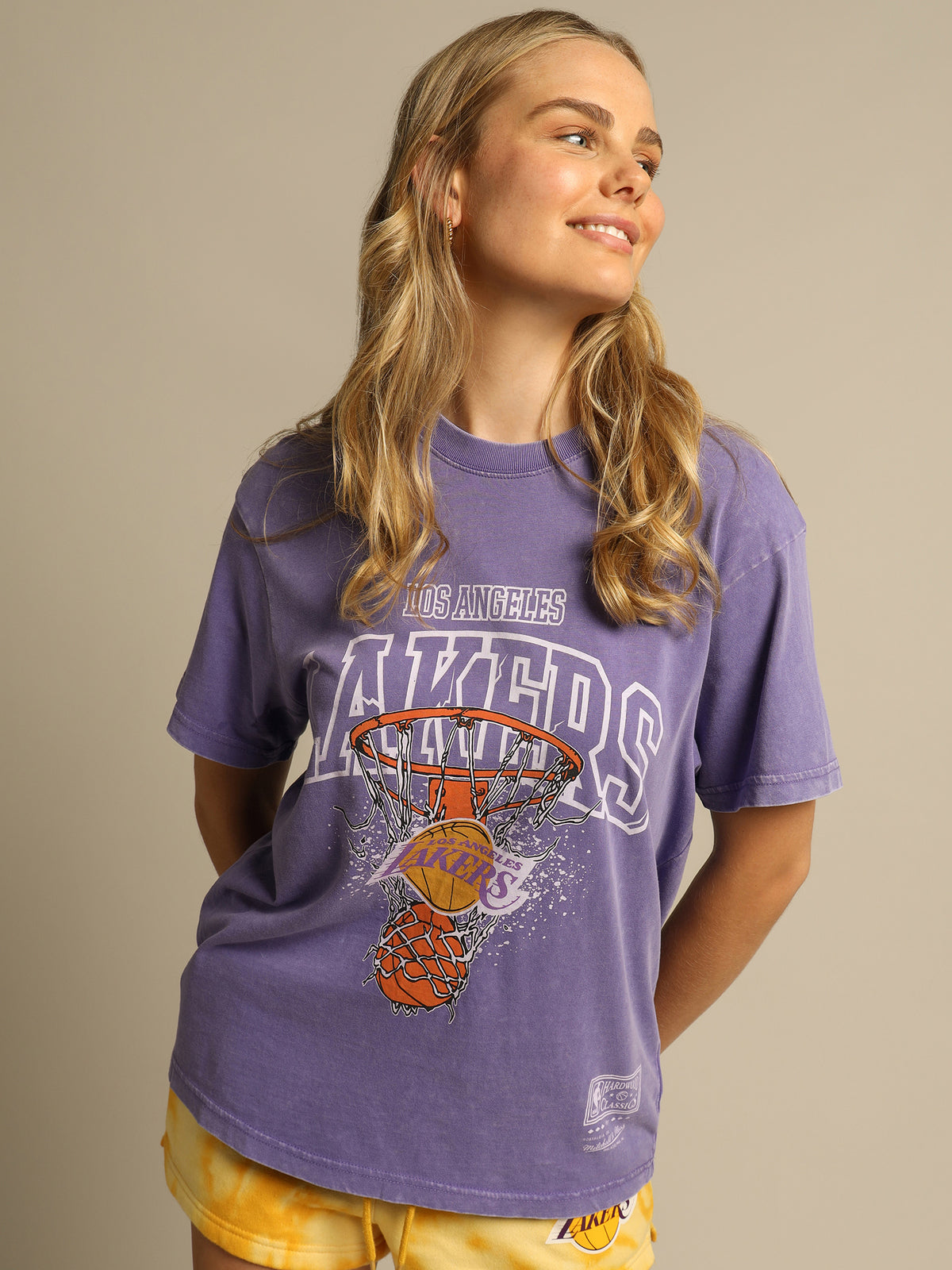 Vintage Arch Boxy Lakers T-Shirt in Faded Purple