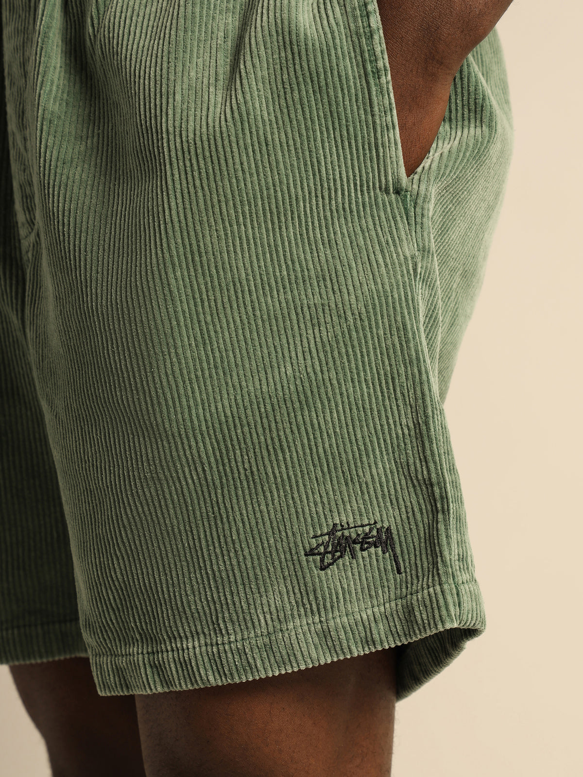 Wide Wale Cord Shorts in Forest Green