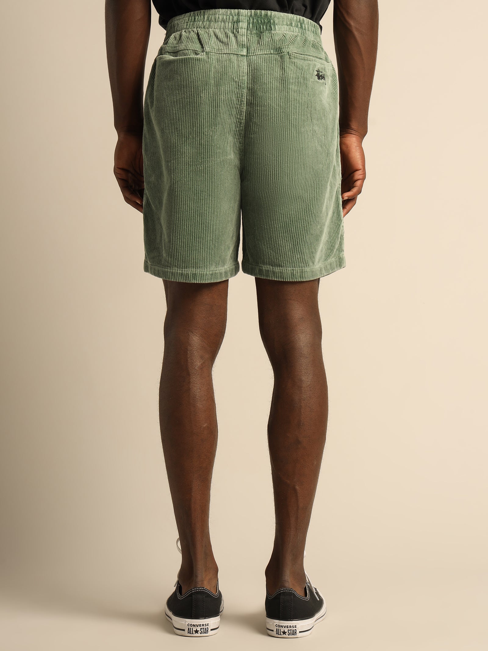 Corduroy Shorts Green Drawstring Shorts Wide Wale Cord Shorts