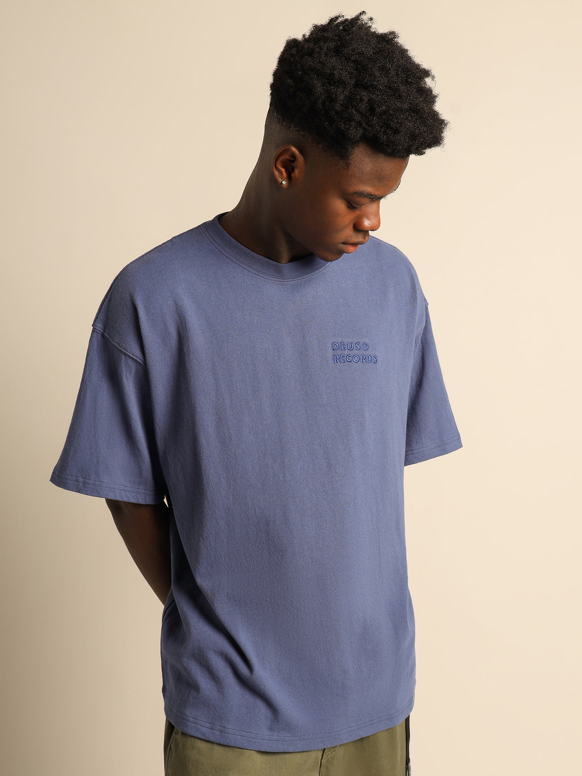 Deus Deus Records All Caps T-Shirt | Light Blue