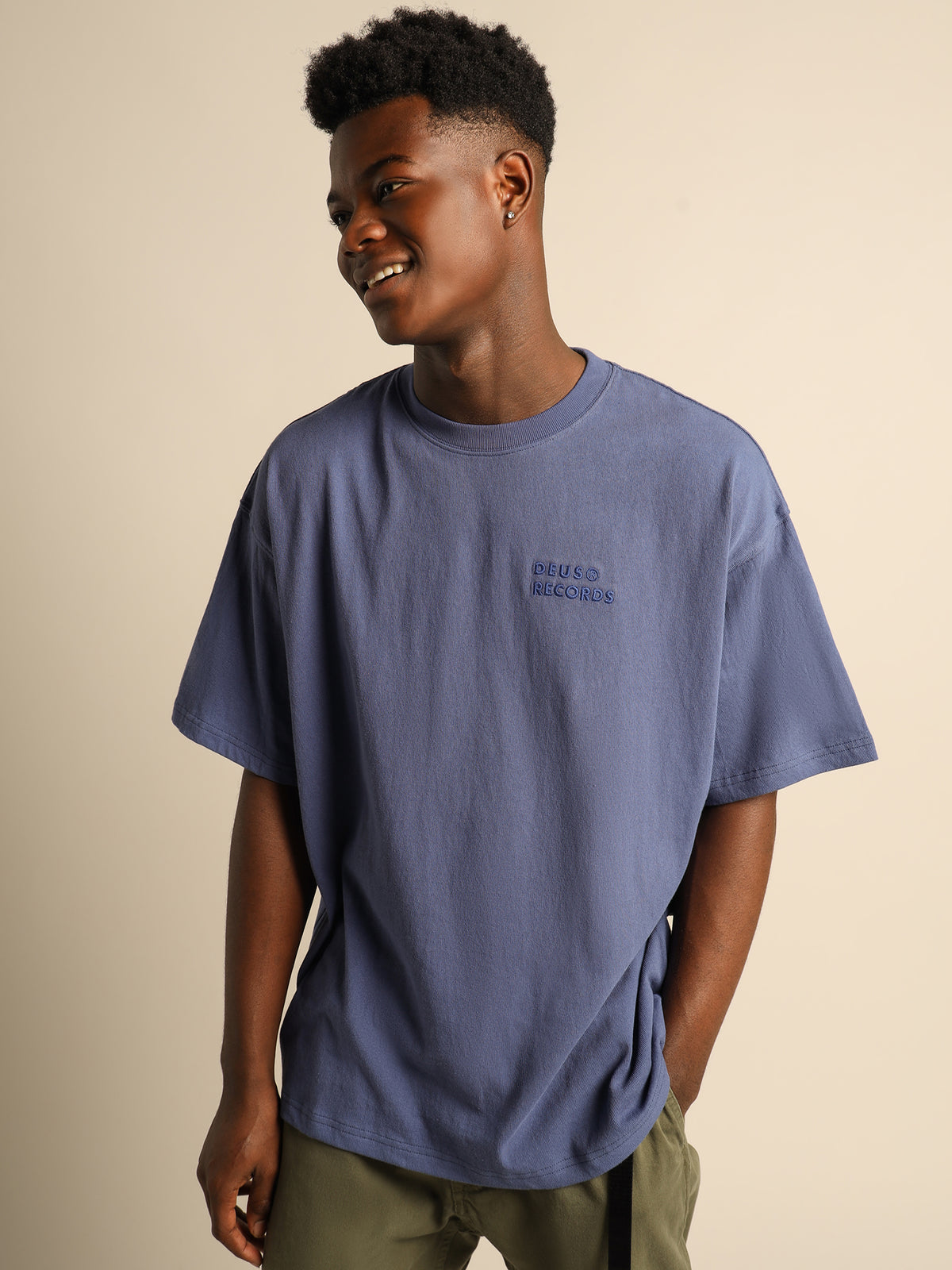 Deus Deus Records All Caps T-Shirt | Light Blue