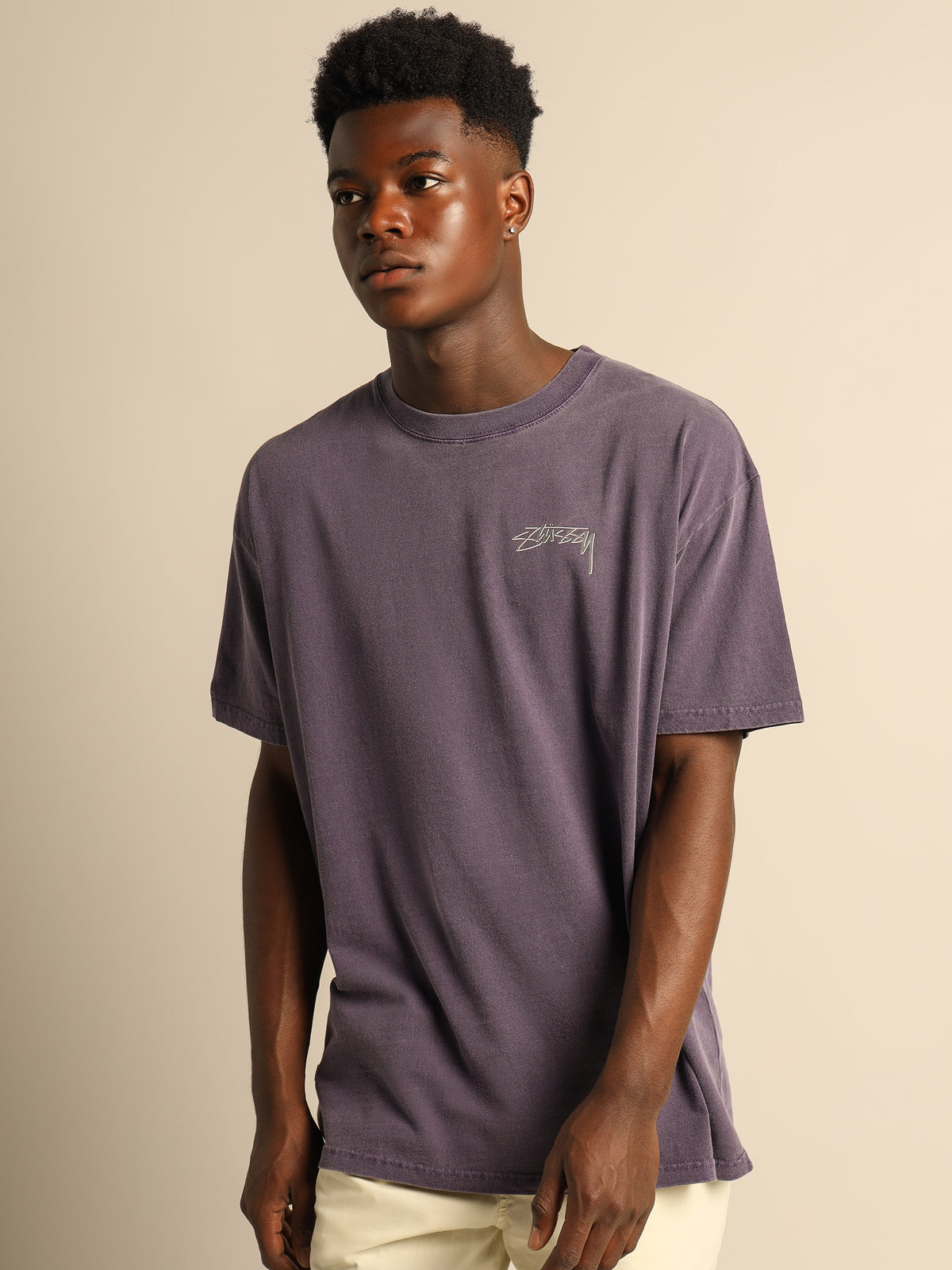 Shadow Script T-Shirt in Pigment Washed Grape