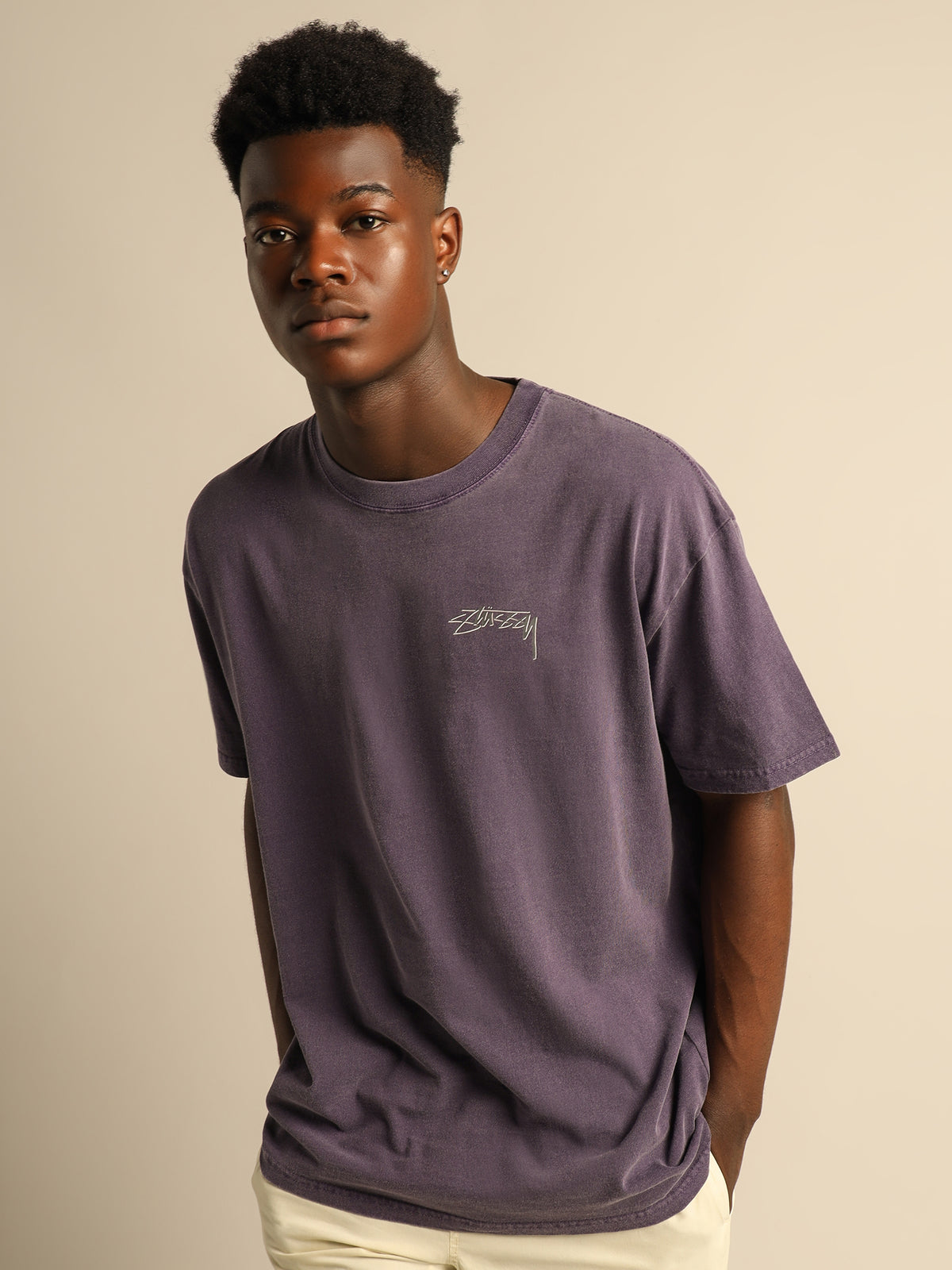 Shadow Script T-Shirt in Pigment Washed Grape