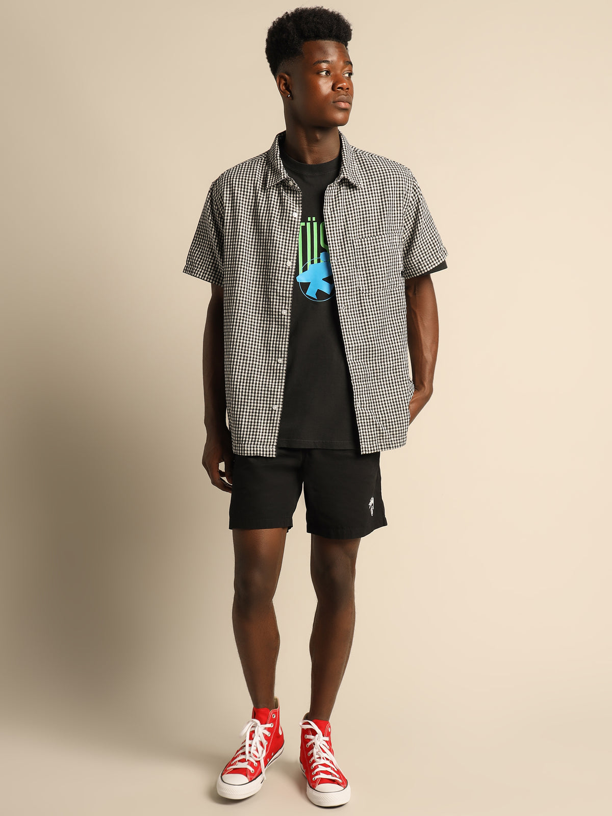 Stussy Gingham Short Sleeve Shirt | Black