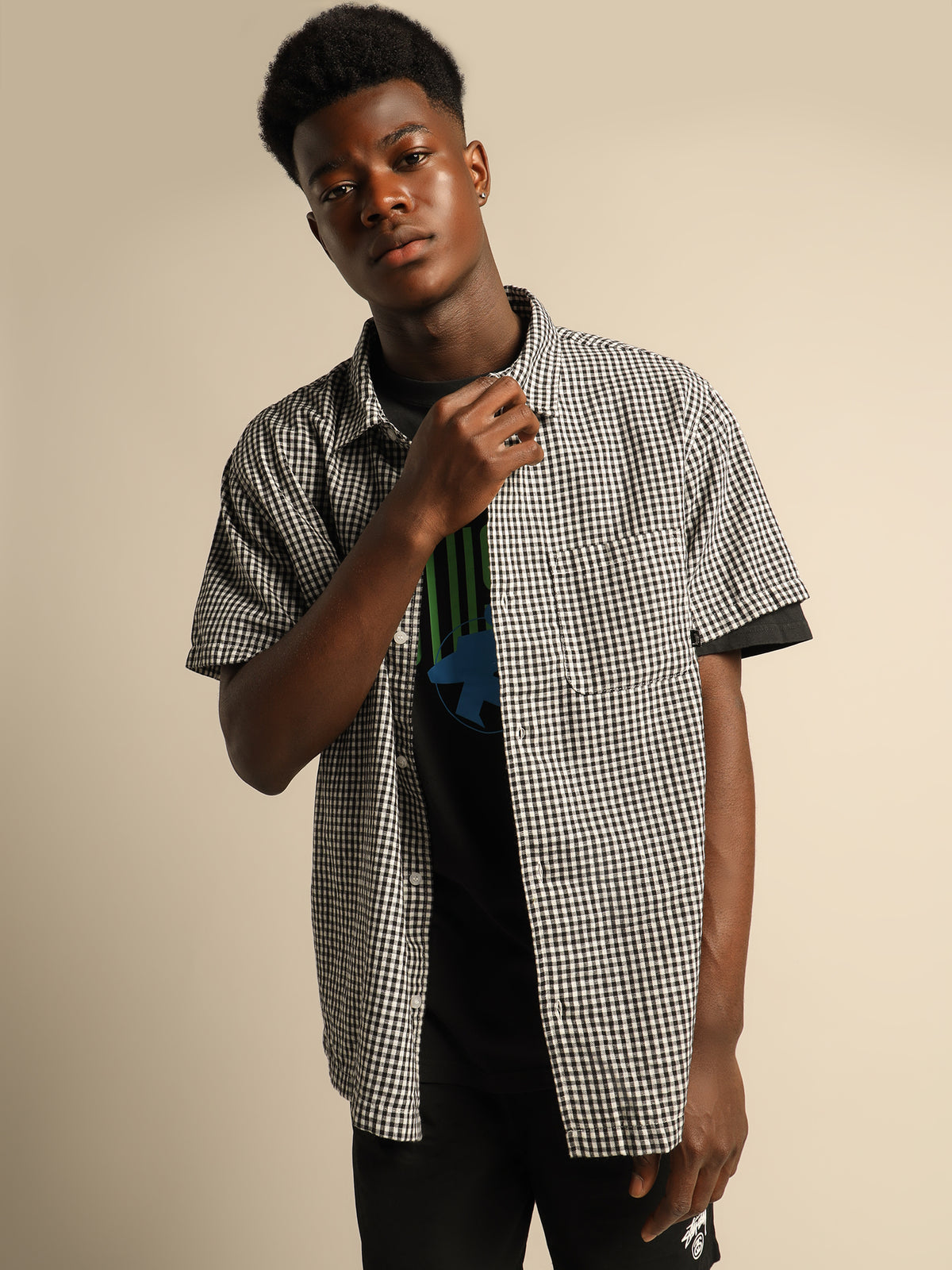Stussy Gingham Short Sleeve Shirt | Black