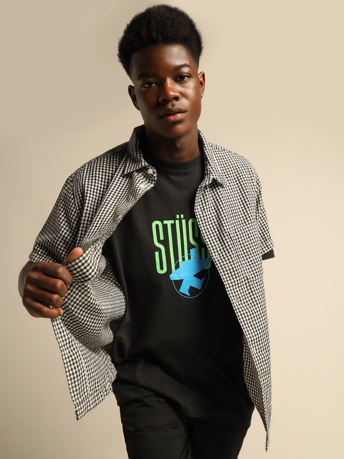 Stussy Gingham Short Sleeve Shirt | Black