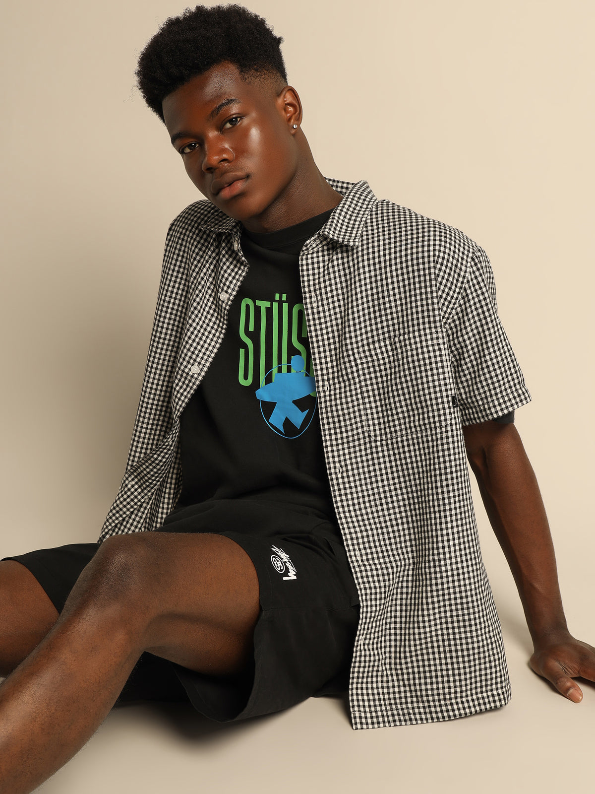 Stussy Gingham Short Sleeve Shirt | Black