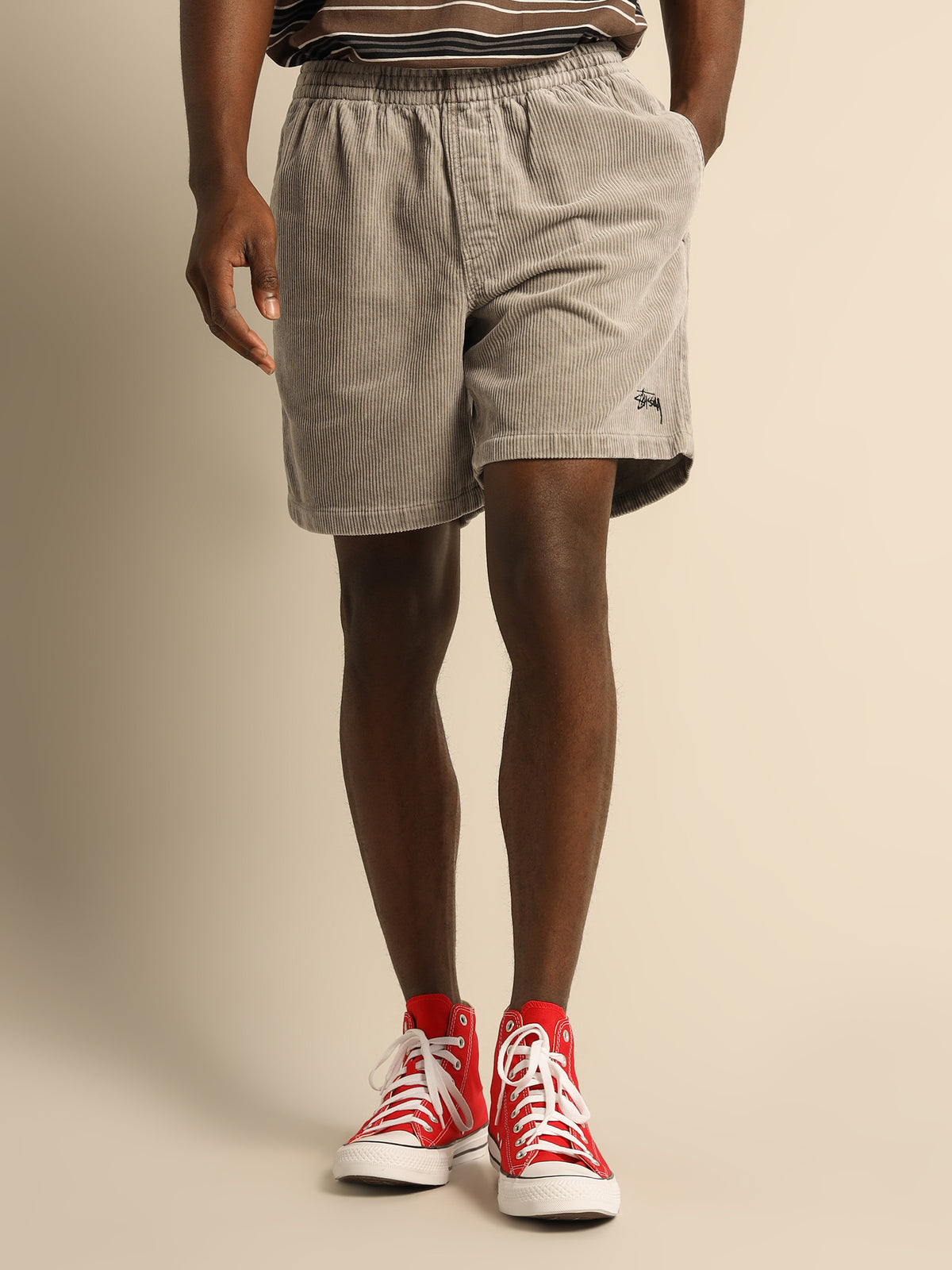 Stussy Wide Wale Cord Shorts | Grey