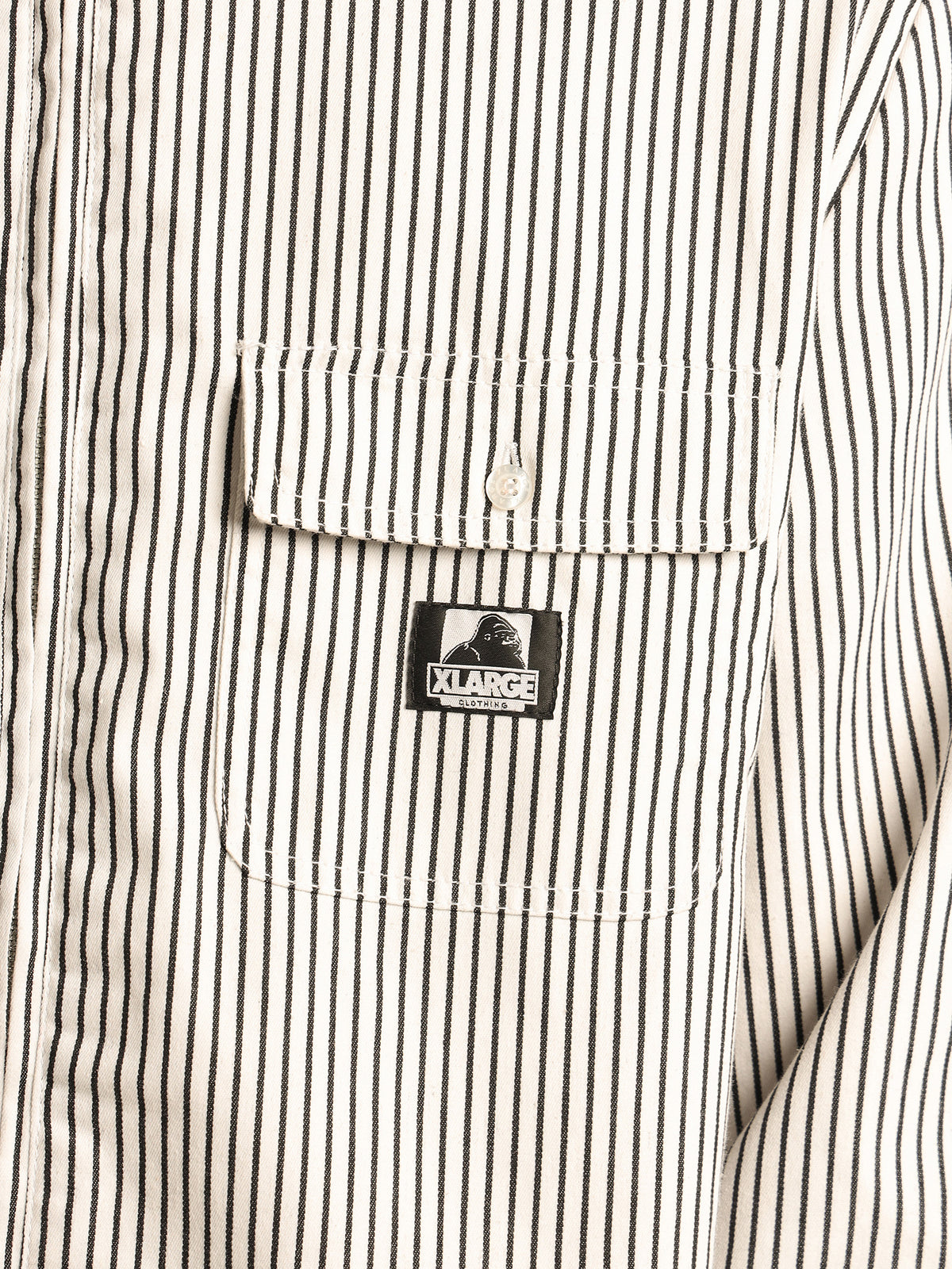 Pinstripe Long Sleeve Zip Shirt in Off White