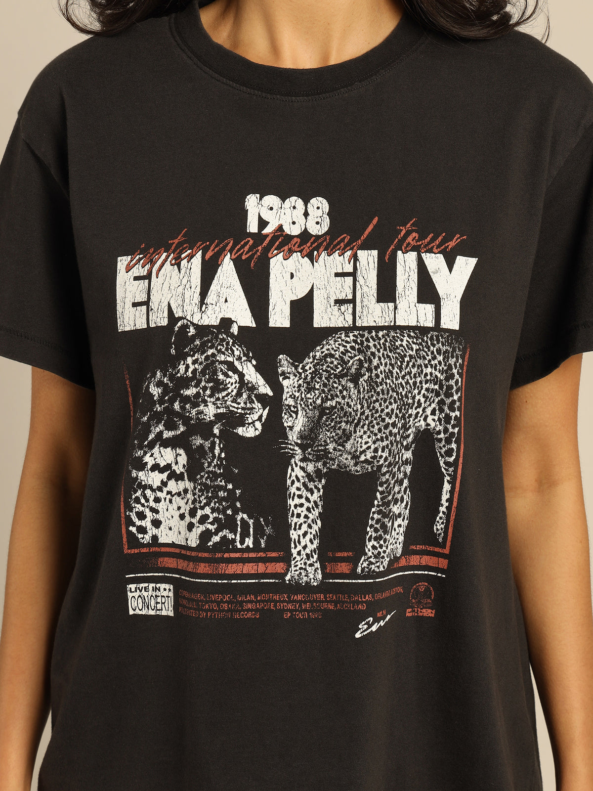 1988 Cheetah Tour T-Shirt in Washed Black
