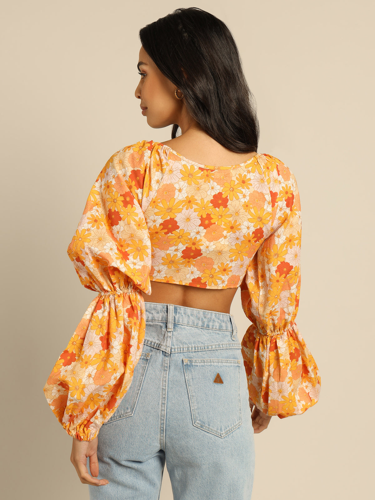 Cindy Tie-Front Shirt in Seventies Floral Print