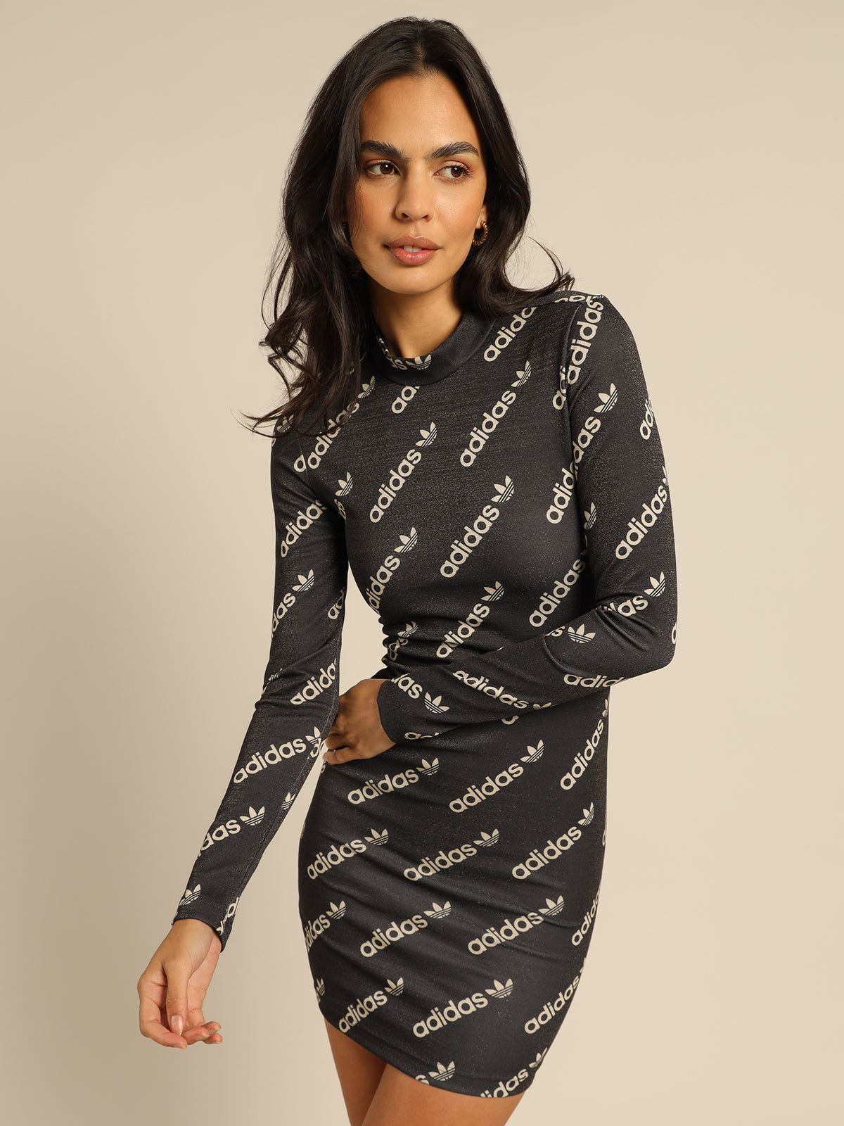 Adidas Bodycon Long Sleeve Dress Black | Glue Store Adidas Bodycon Long Sleeve Dress Black | Glue Store