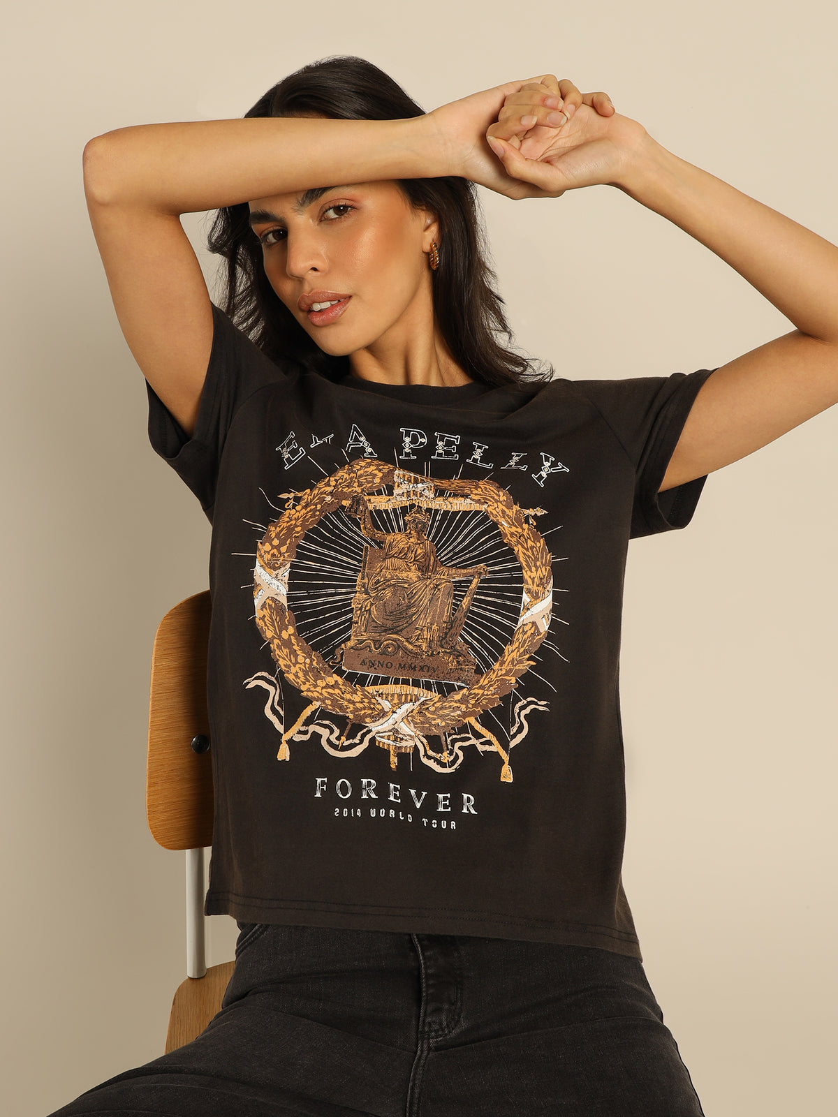 Graphic T-Shirt in Honey Gold &amp; Faded Black