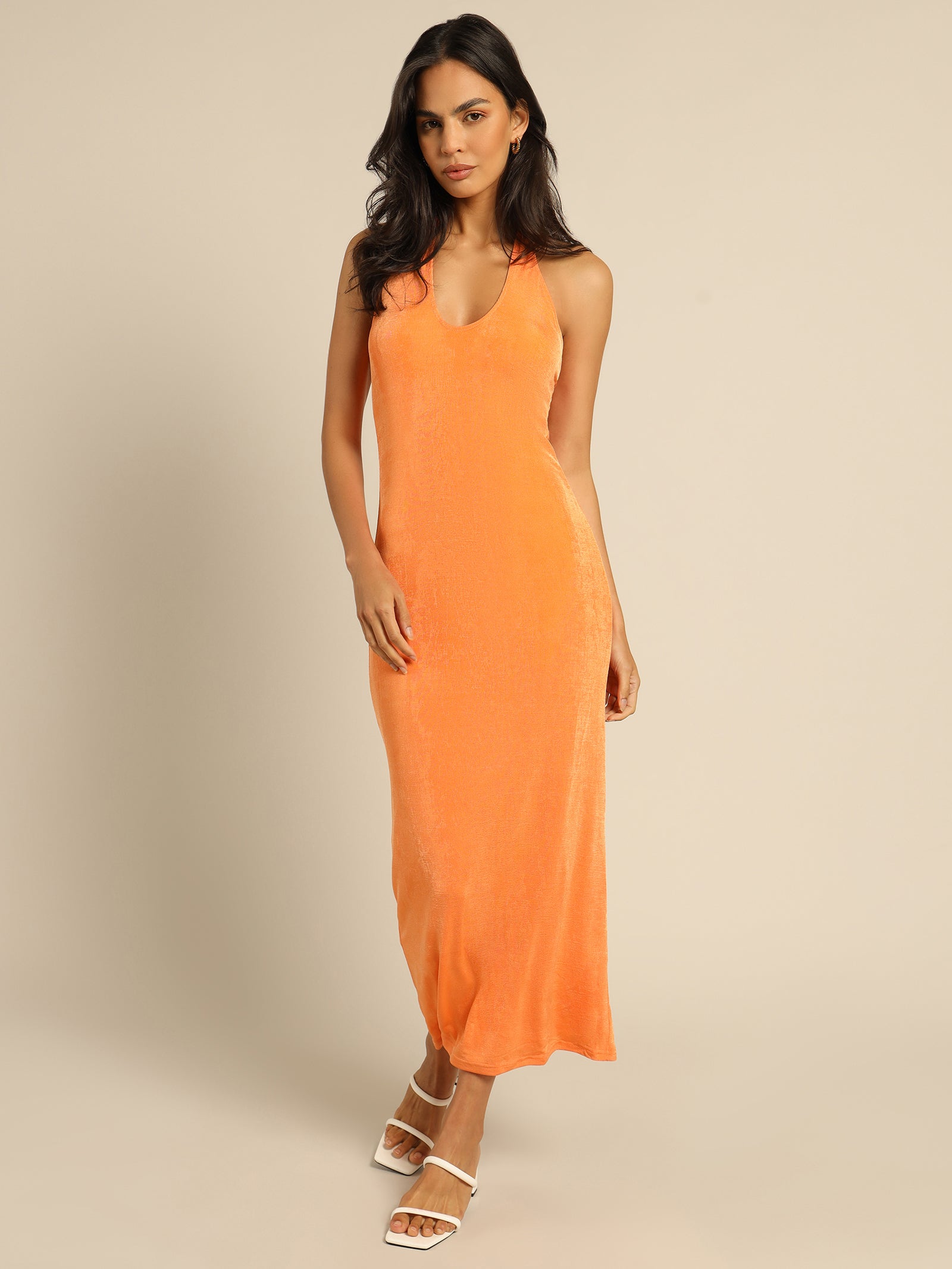 Charlie Holiday Celia Halter Dress Tangerine Glue Store