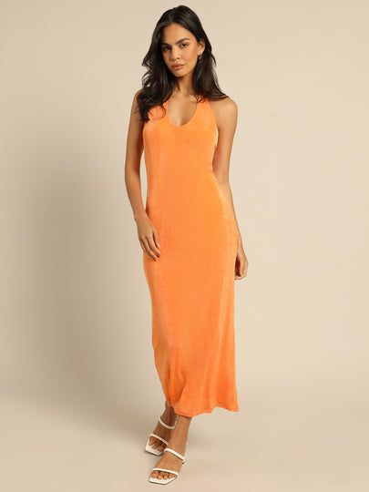 Celia Halter Dress in Tangerine Orange
