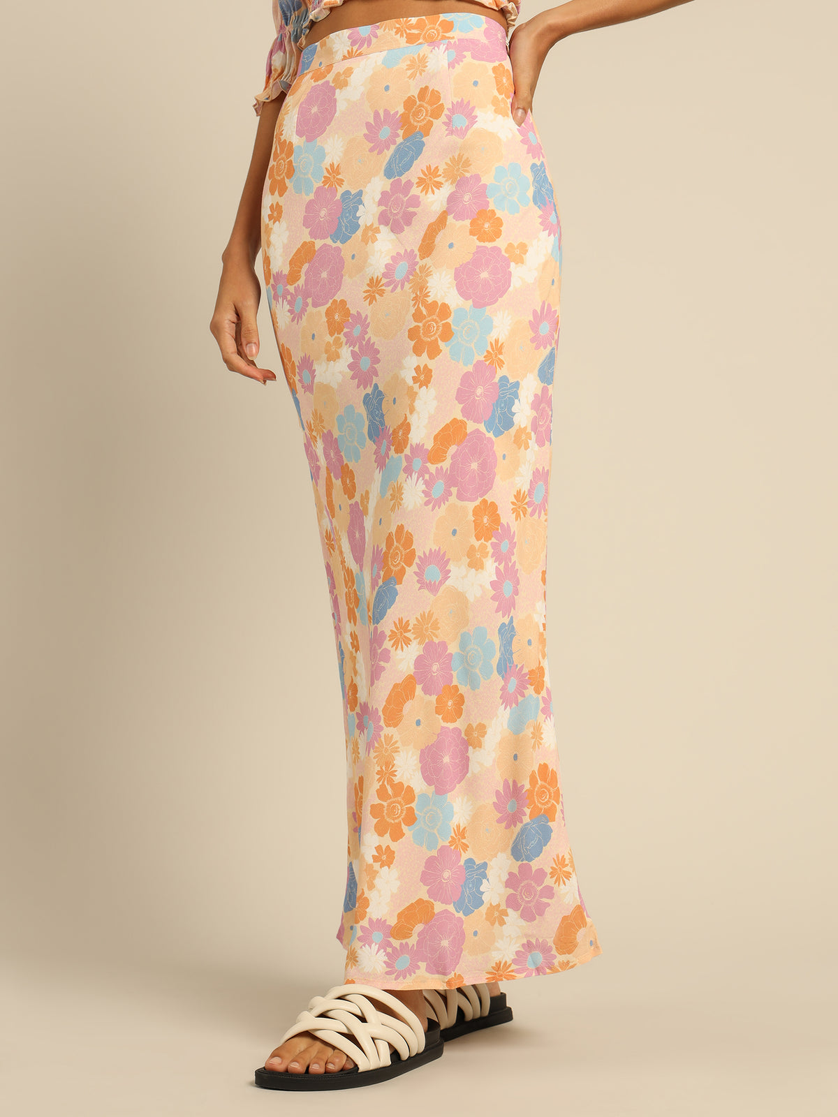 Emily Sheath Maxi Skirt in Floral Cove Print