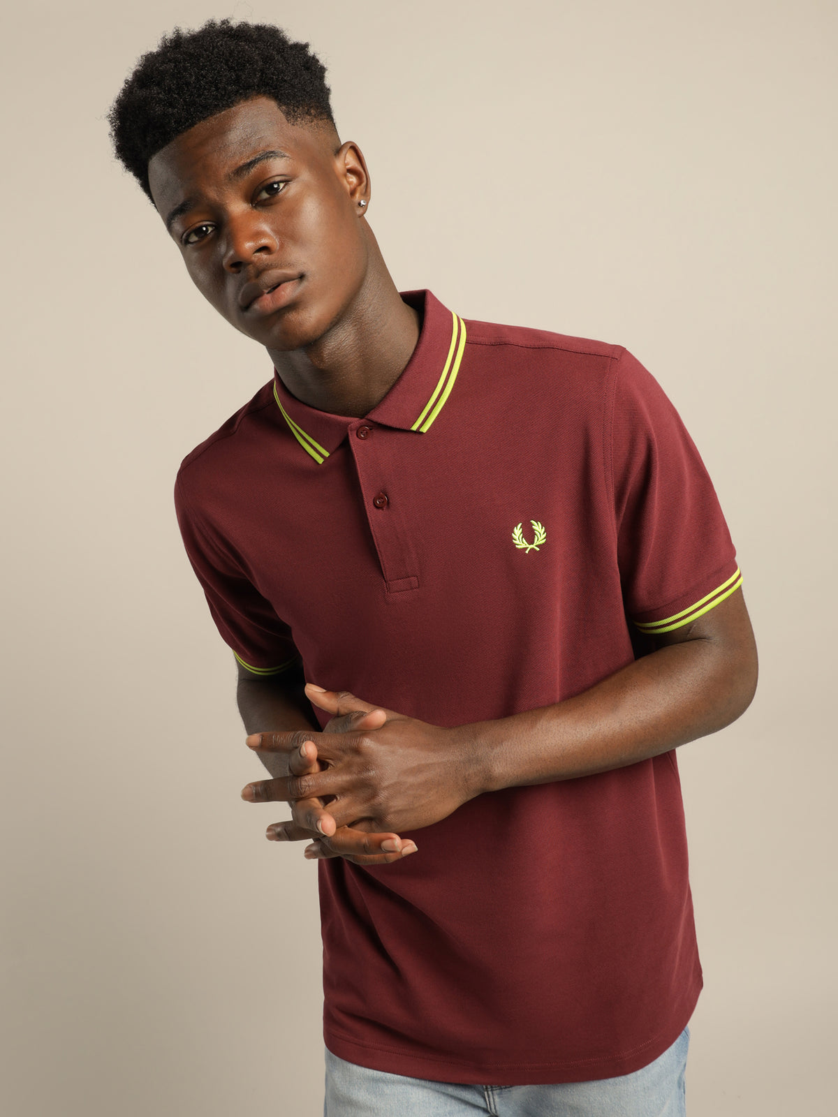 Twin Tipped Polo Shirt in Aubergine