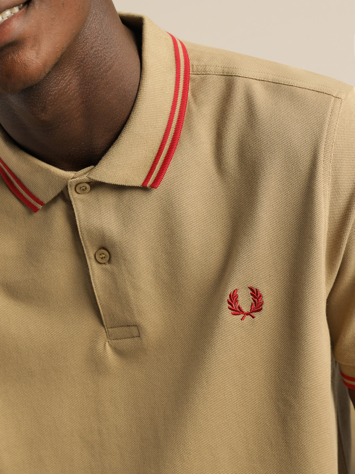 Twin Tipped Polo Shirt in Warm Stone