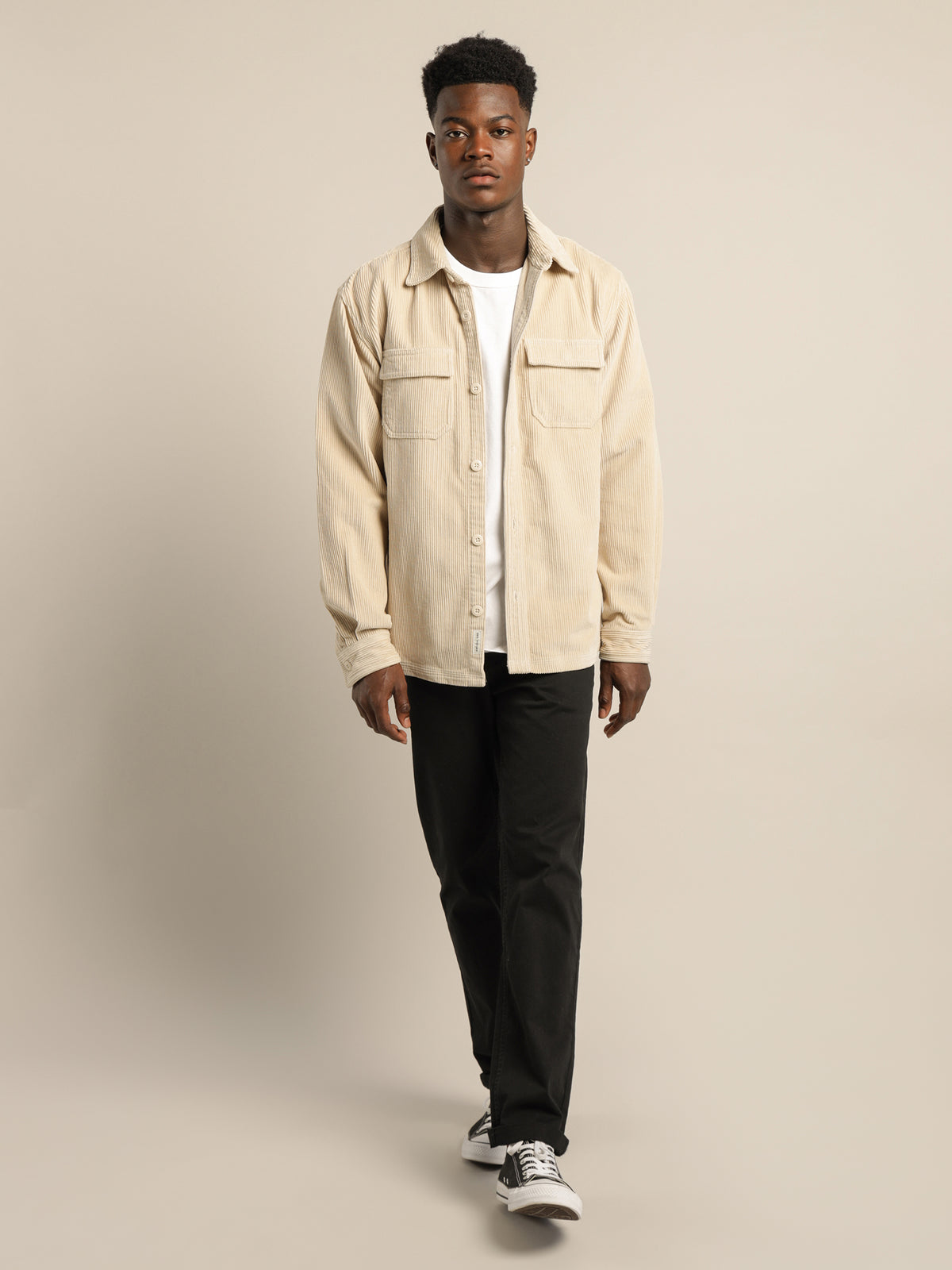 Oakes Cord Overshirt in Stone
