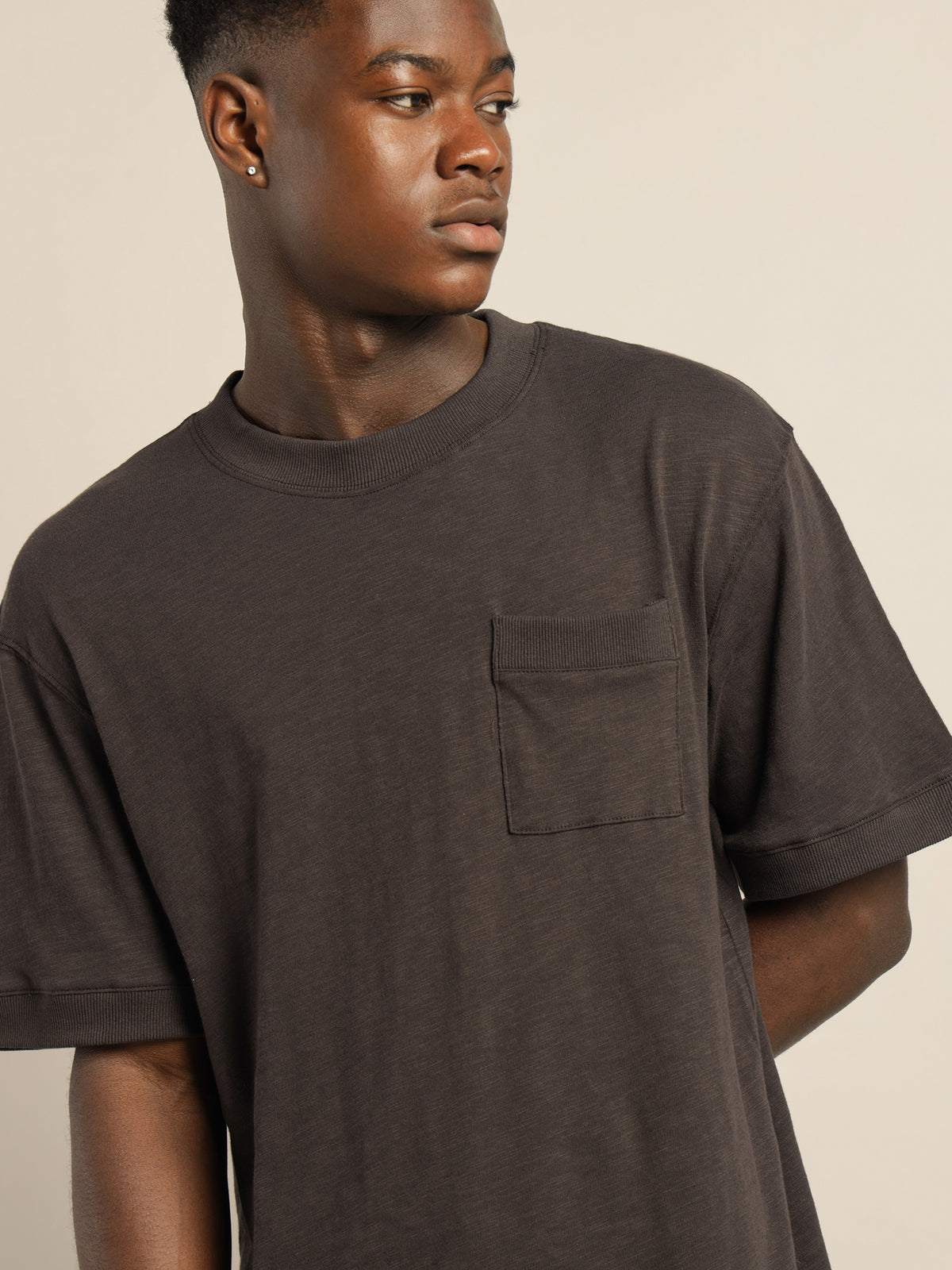 Vintage Ribbed T-Shirt in Coal Grey
