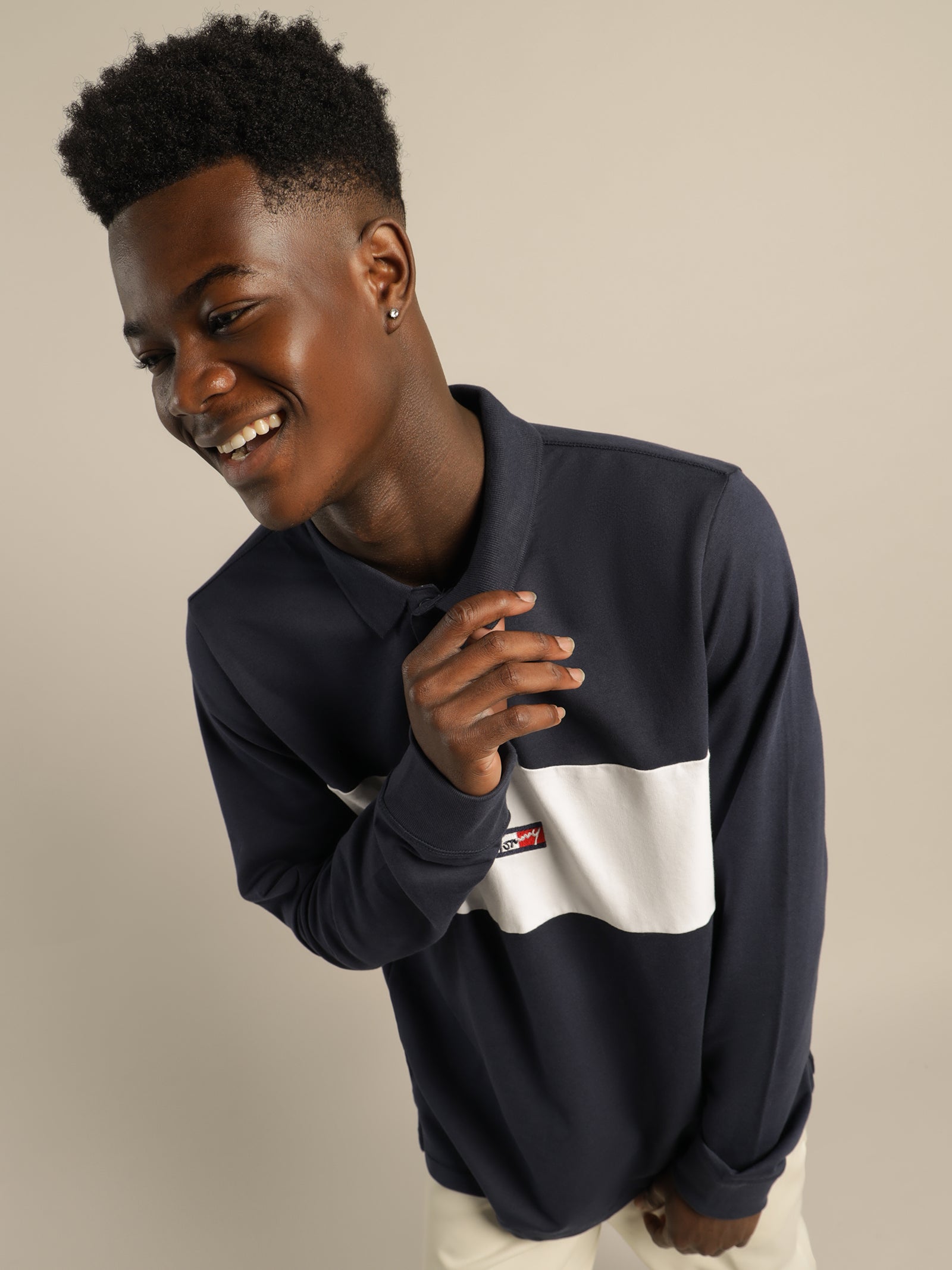 Colour Block Long Sleeve Regular Fit Polo