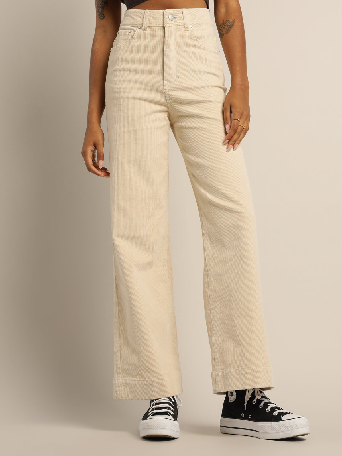 Dahlia Cord Jeans in Off White