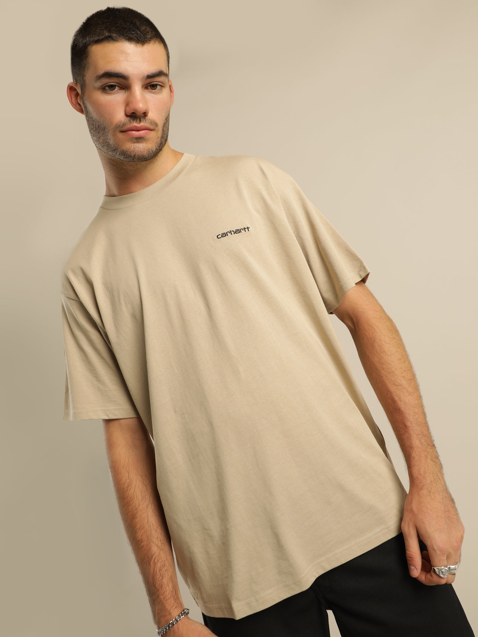 Short Sleeve Embroidered Script T-Shirt