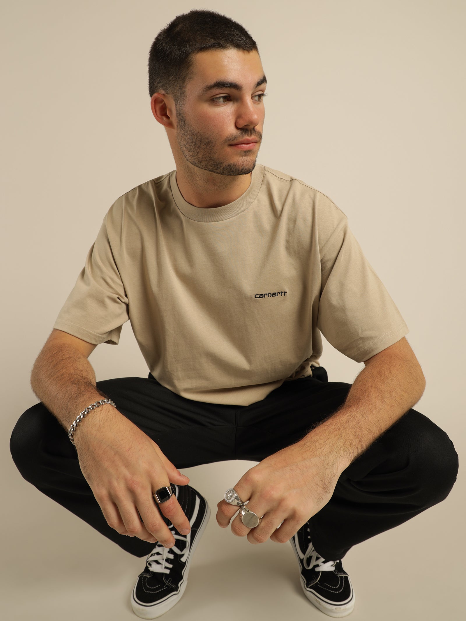 Short Sleeve Embroidered Script T-Shirt