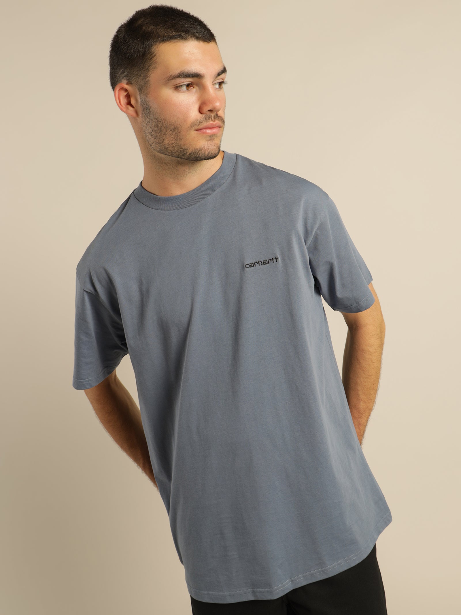 Short Sleeve Embroidered Script T-Shirt