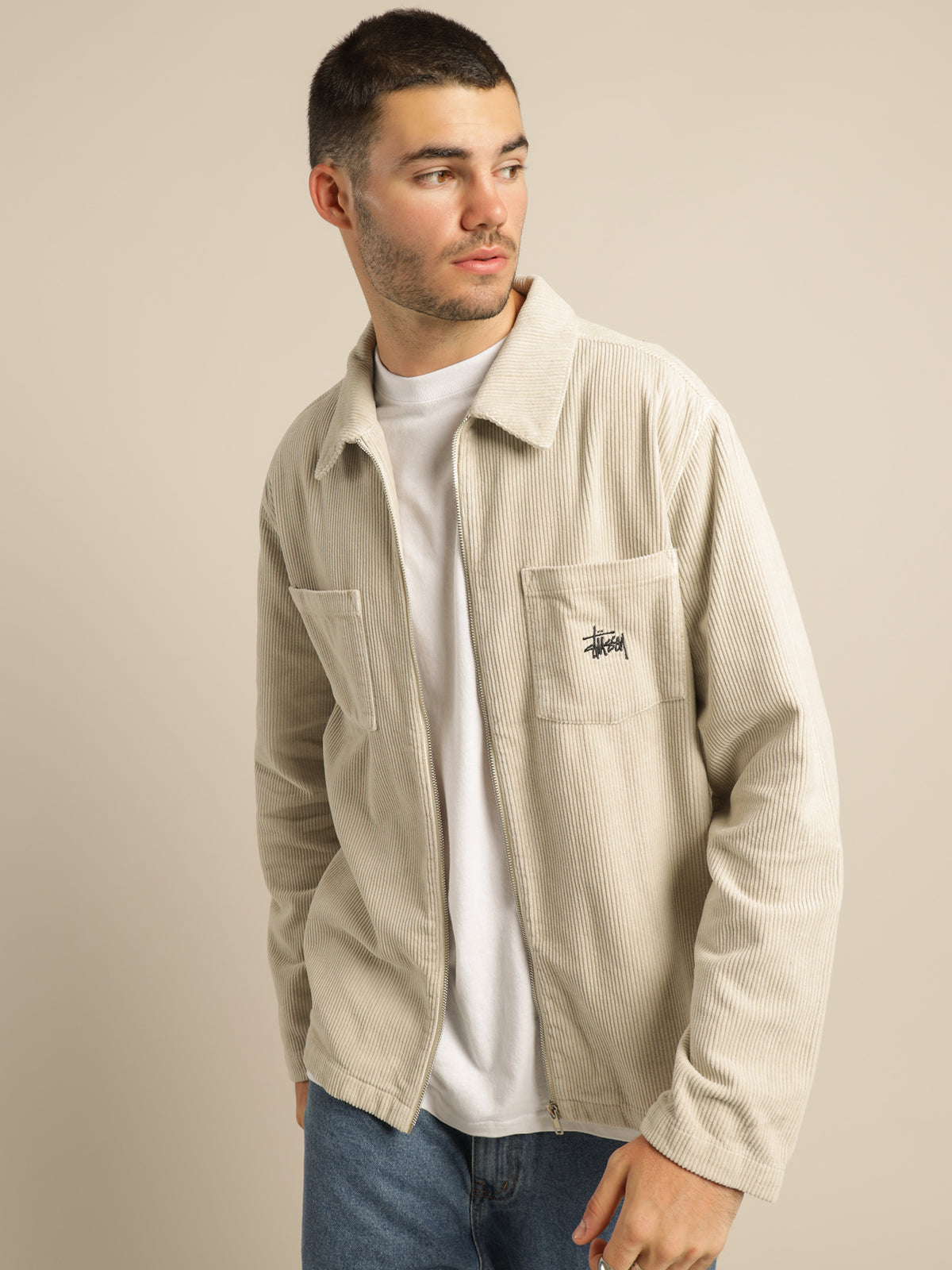 Tyler Cord Jacket in Sand