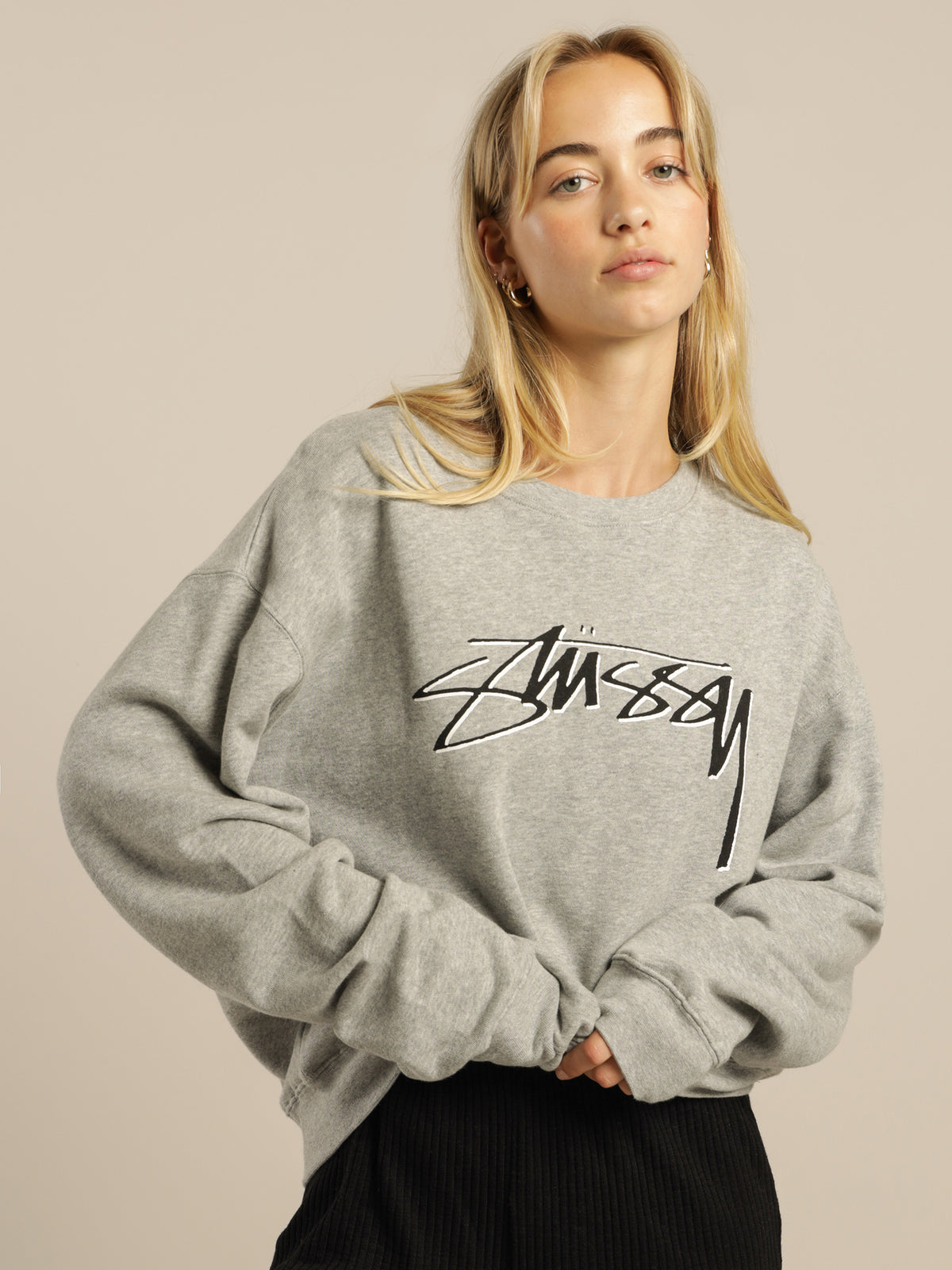 Shadow Script Relaxed Crew in Grey Marle