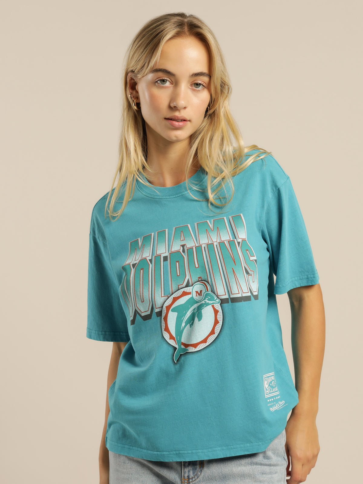 Vintage 90s Miami Dolphins T-Shirt in Faded Aqua