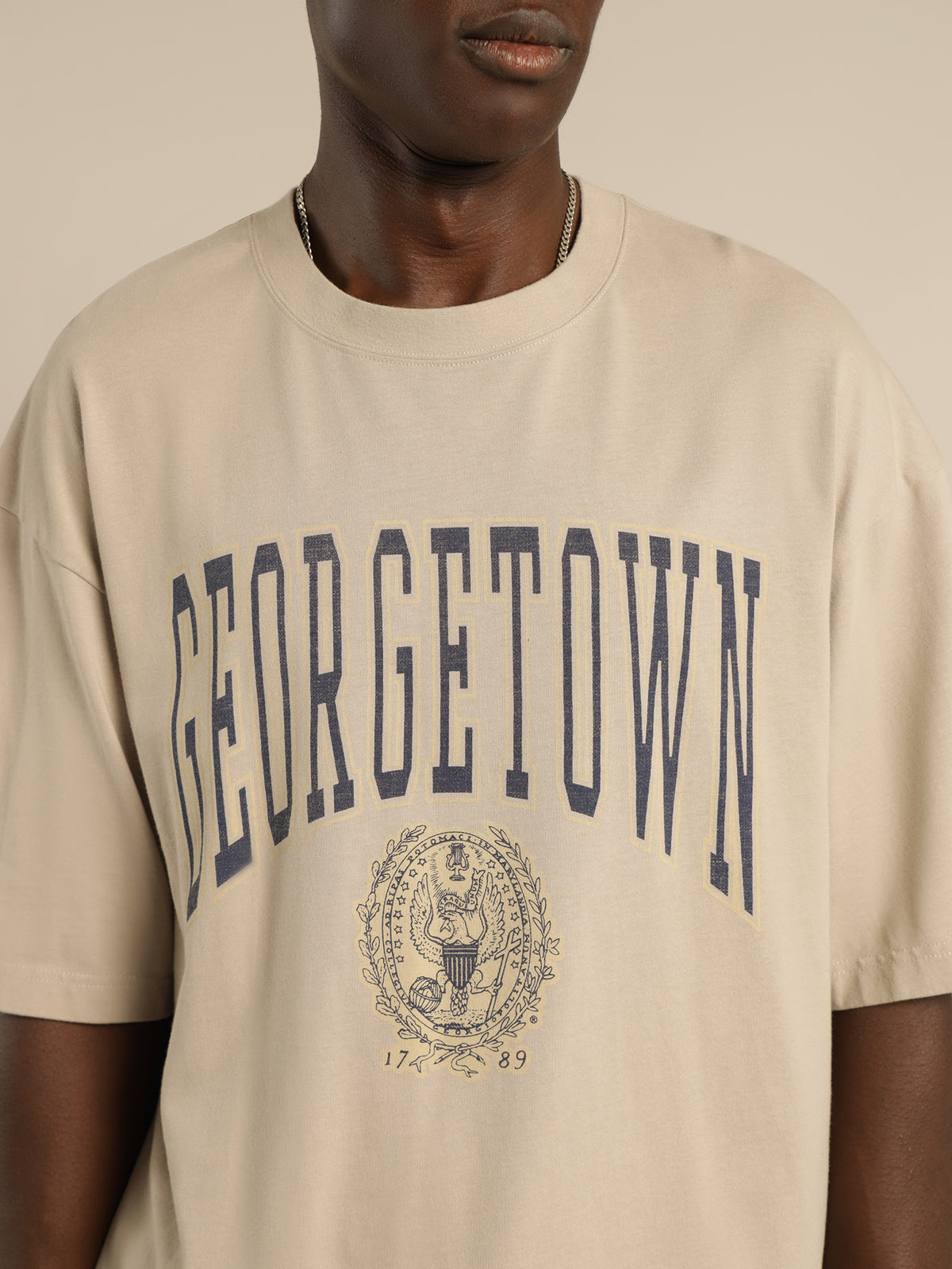 Vintage Arch Seal Georgetown Logo T-Shirt in Stone Grey