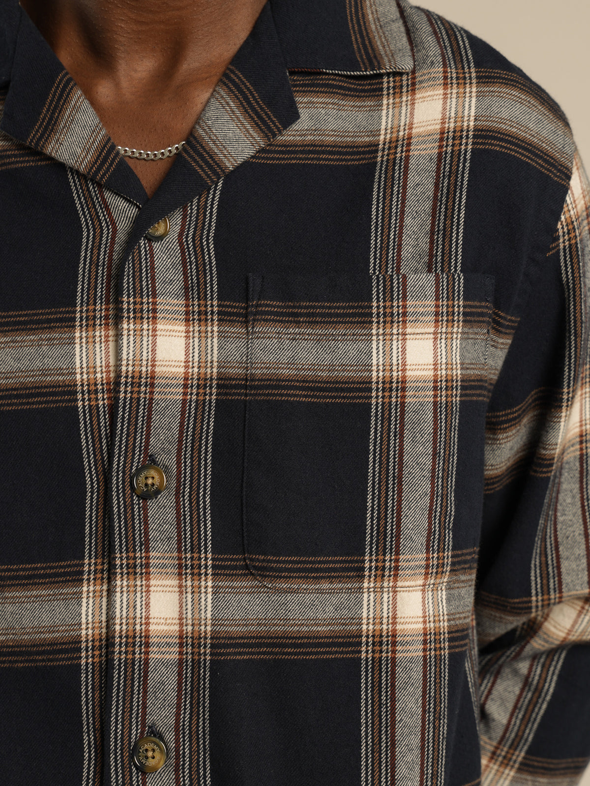 Clemente Flannel Overshirt in Navy