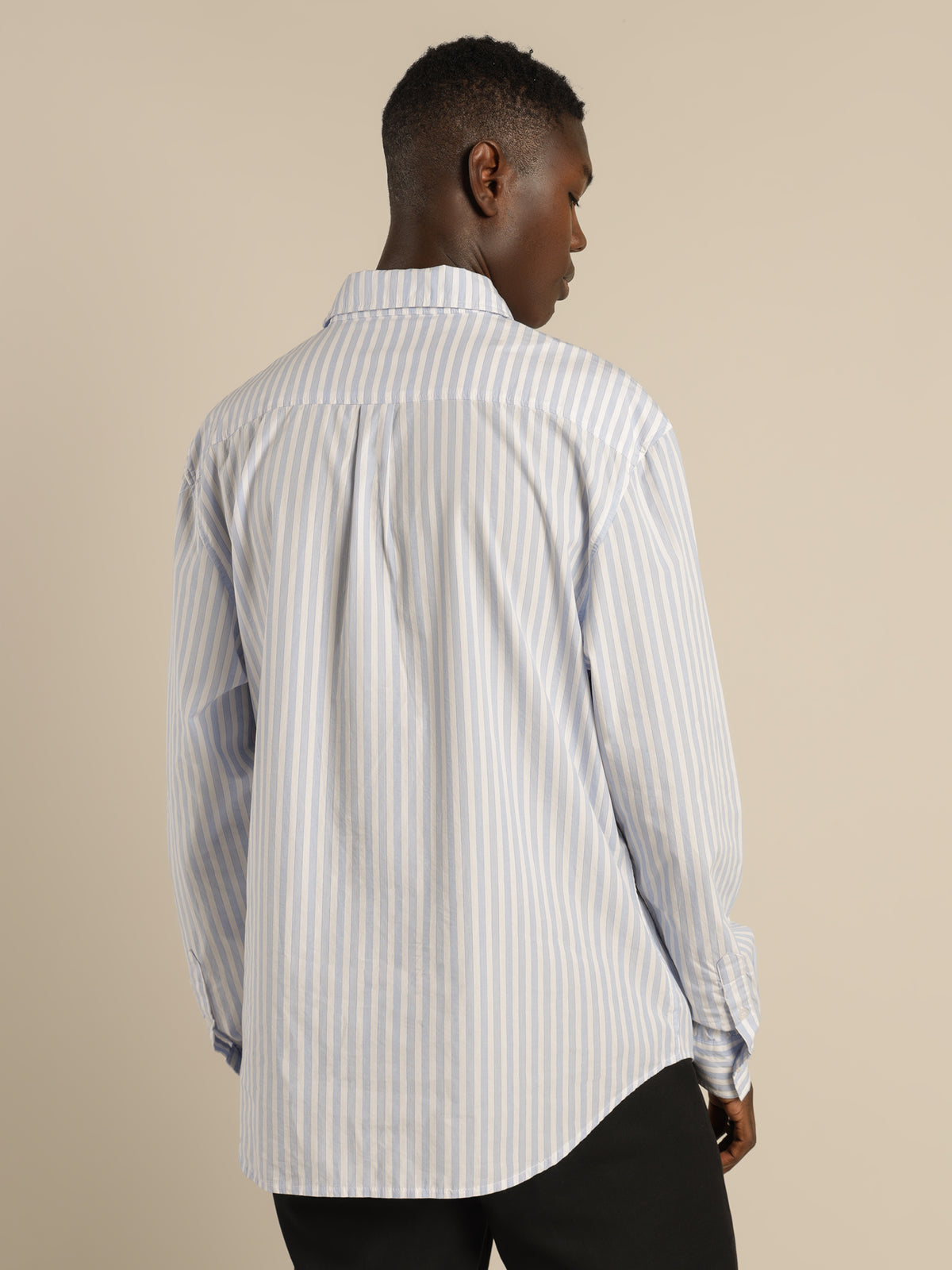 Classic Long Sleeve Stripe Shirt in Blue