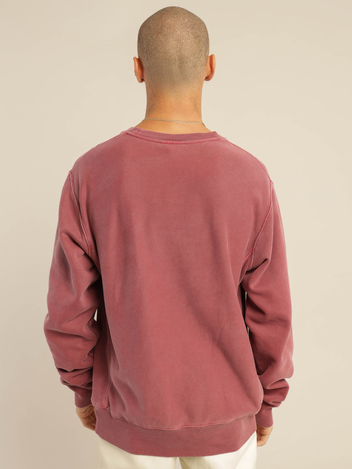 Reverse Weave Terry Crew in Sepia Red