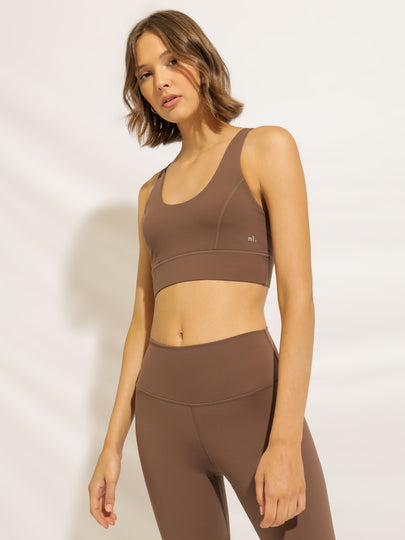 Nude Active X-Back Sports Bra in Chestnut Brown