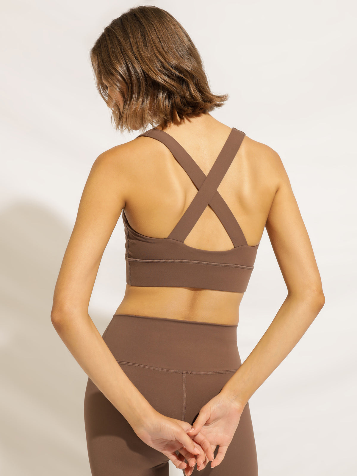 Nude Active X-Back Sports Bra in Chestnut Brown