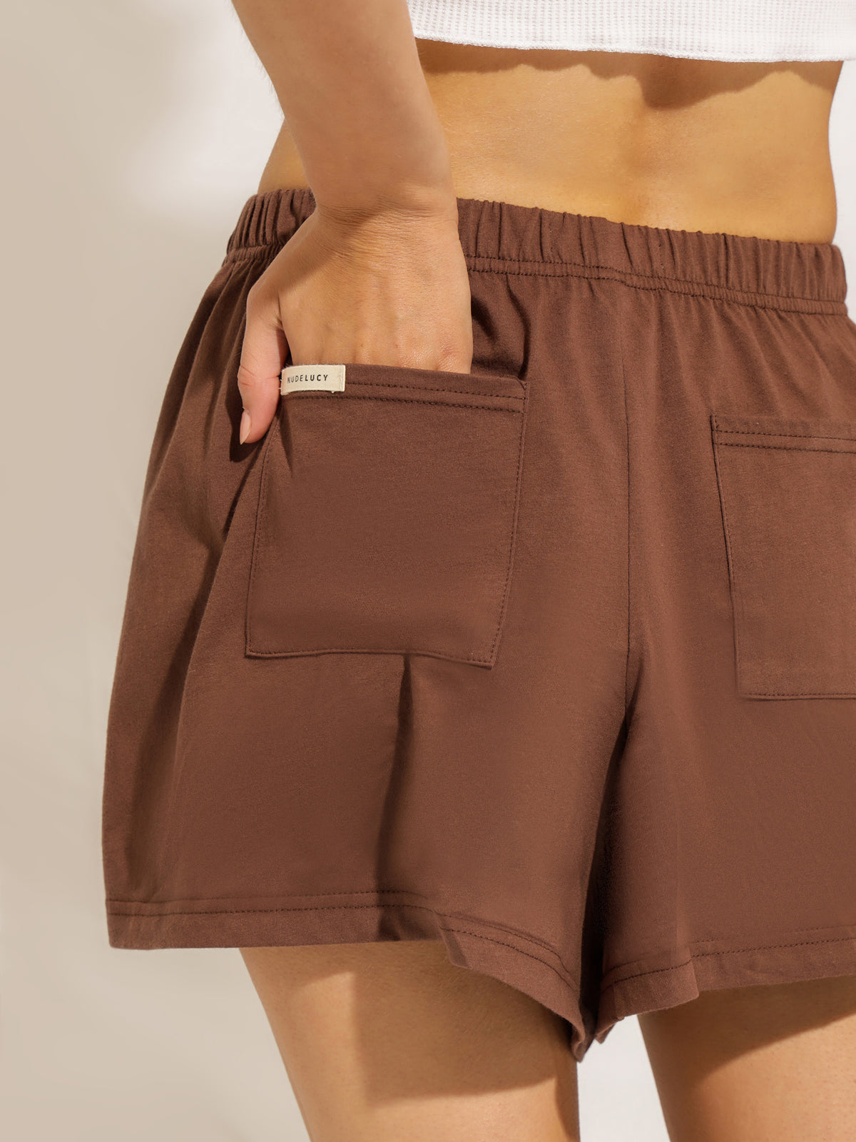 Nude Lounge Jersey Shorts in Cedar Brown