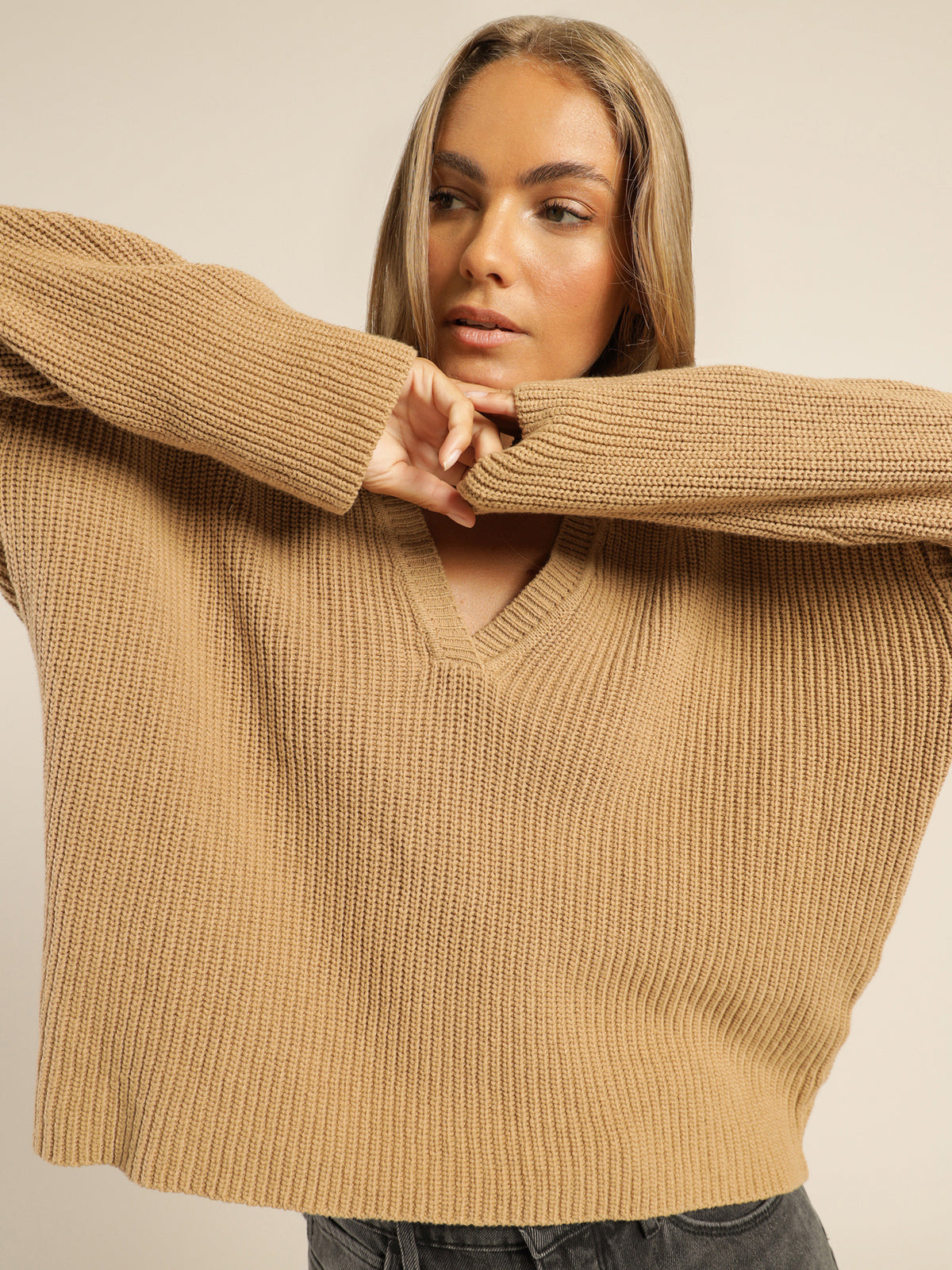 Addison Polo Knit in Camel