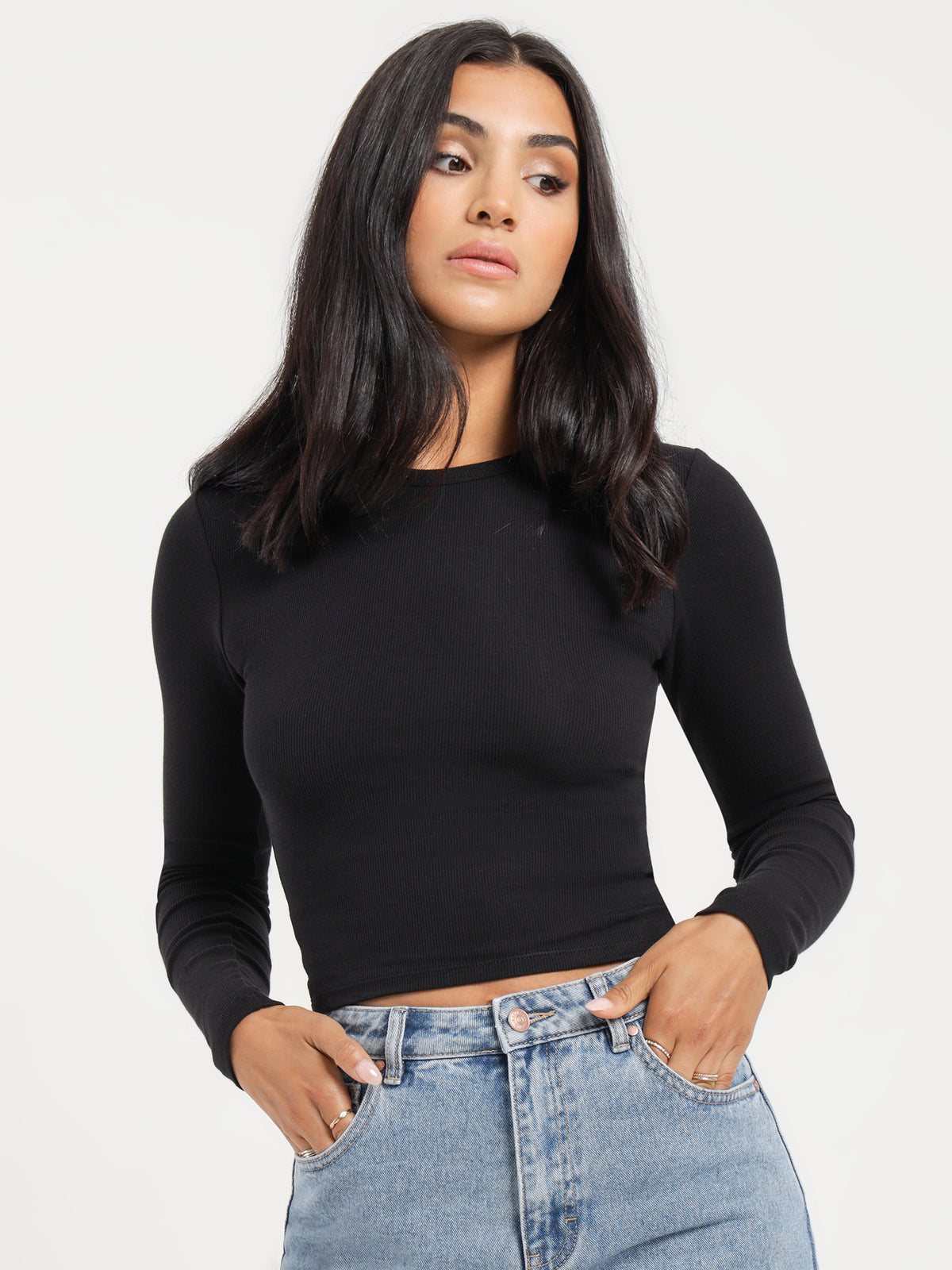 Greta Long Sleeve T-Shirt in Black