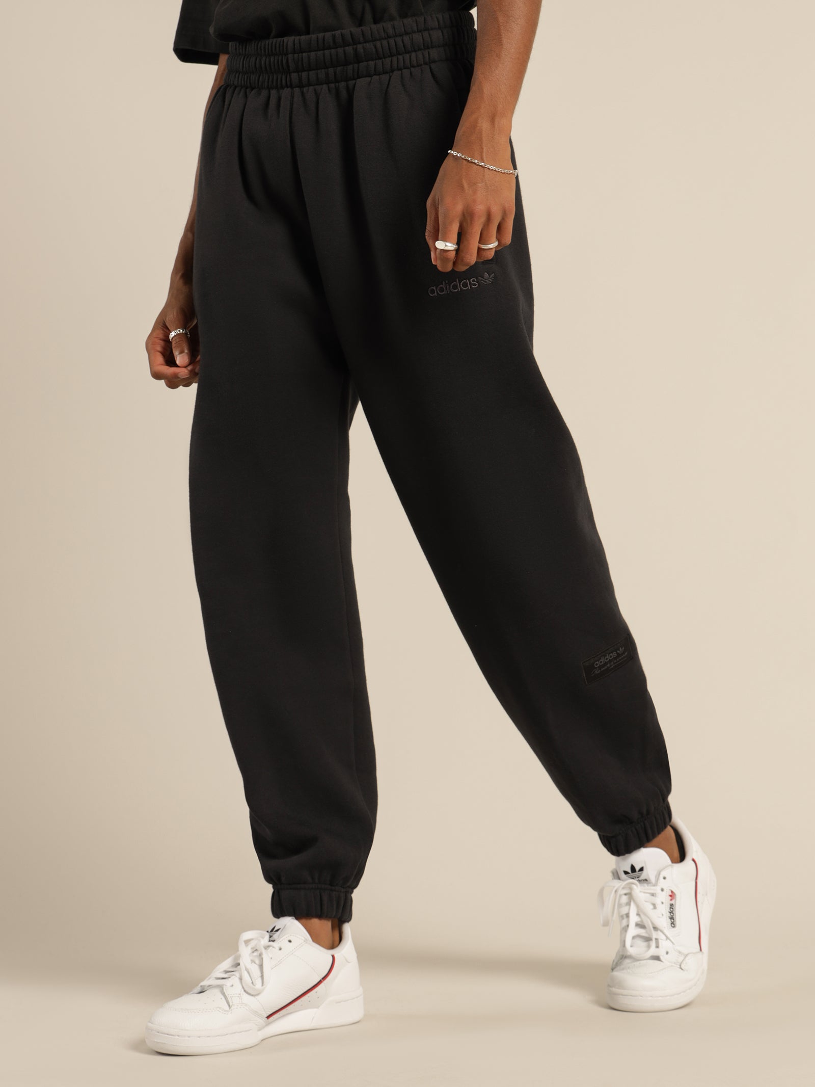Adidas Trefoil Linear Sweat Pants Black Glue Store