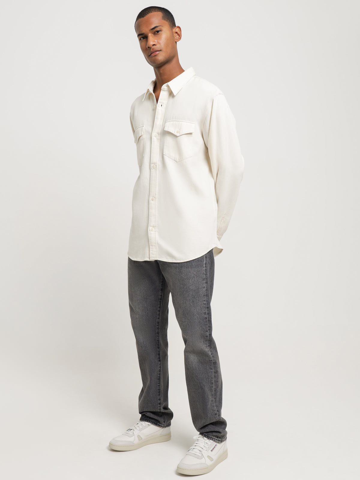 Relaxed Fit Western Shirt in Ecru