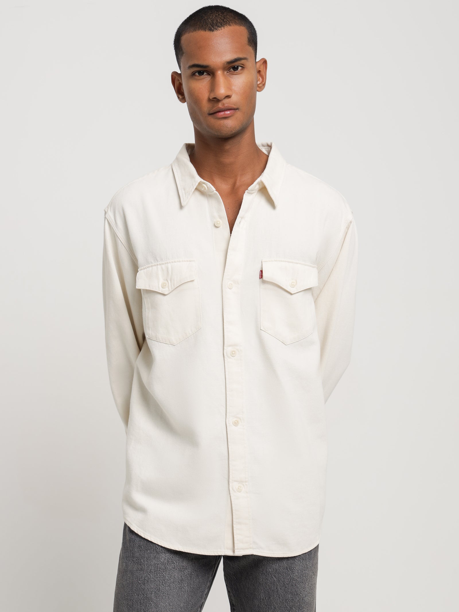 Relaxed Fit Western Shirt in Ecru