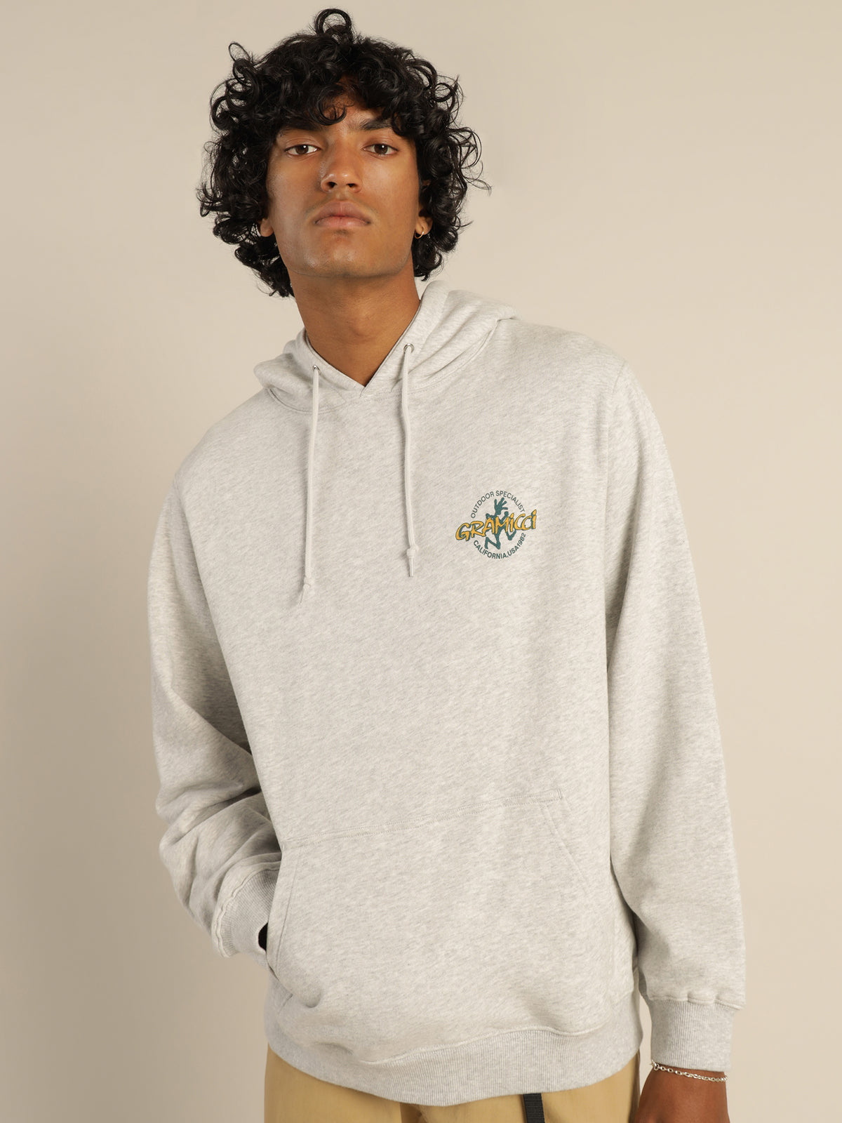Running Man Hooded Sweater in Ash Heather