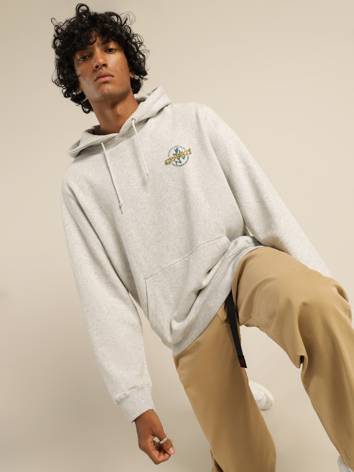 Running Man Hooded Sweater in Ash Heather
