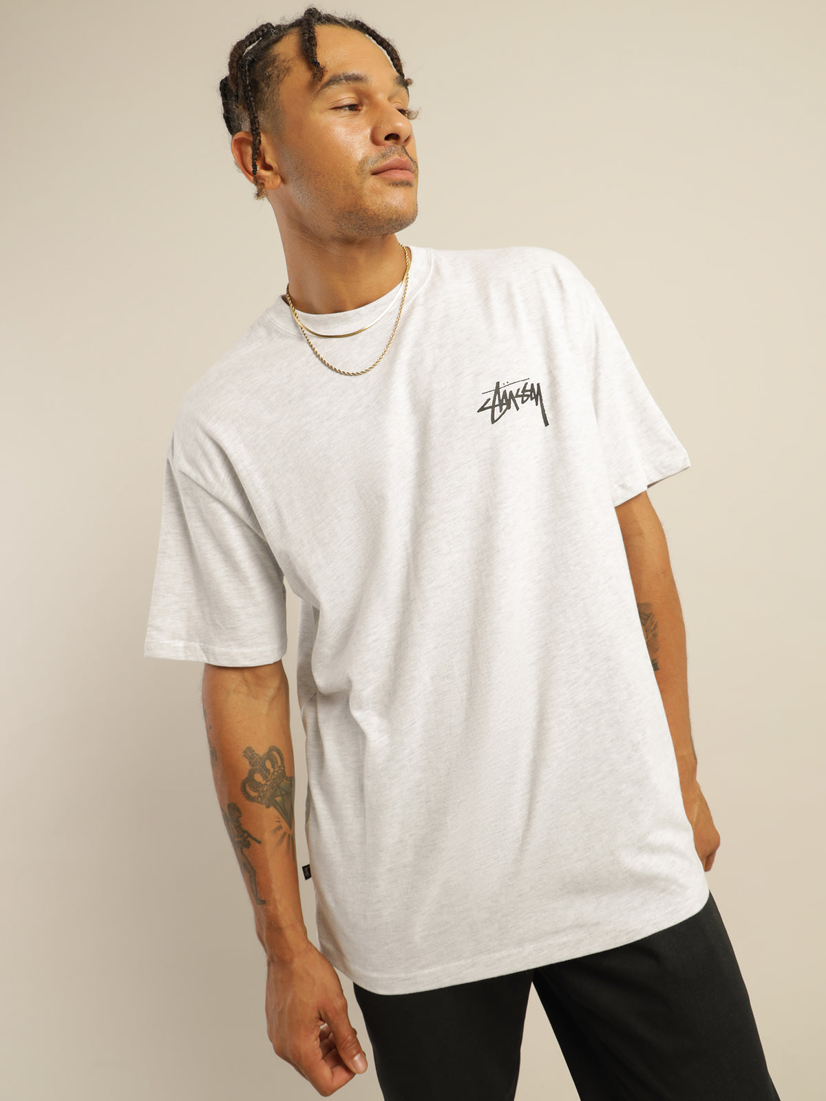 Shadow Stock Short Sleeve T-Shirt in Snow Marle