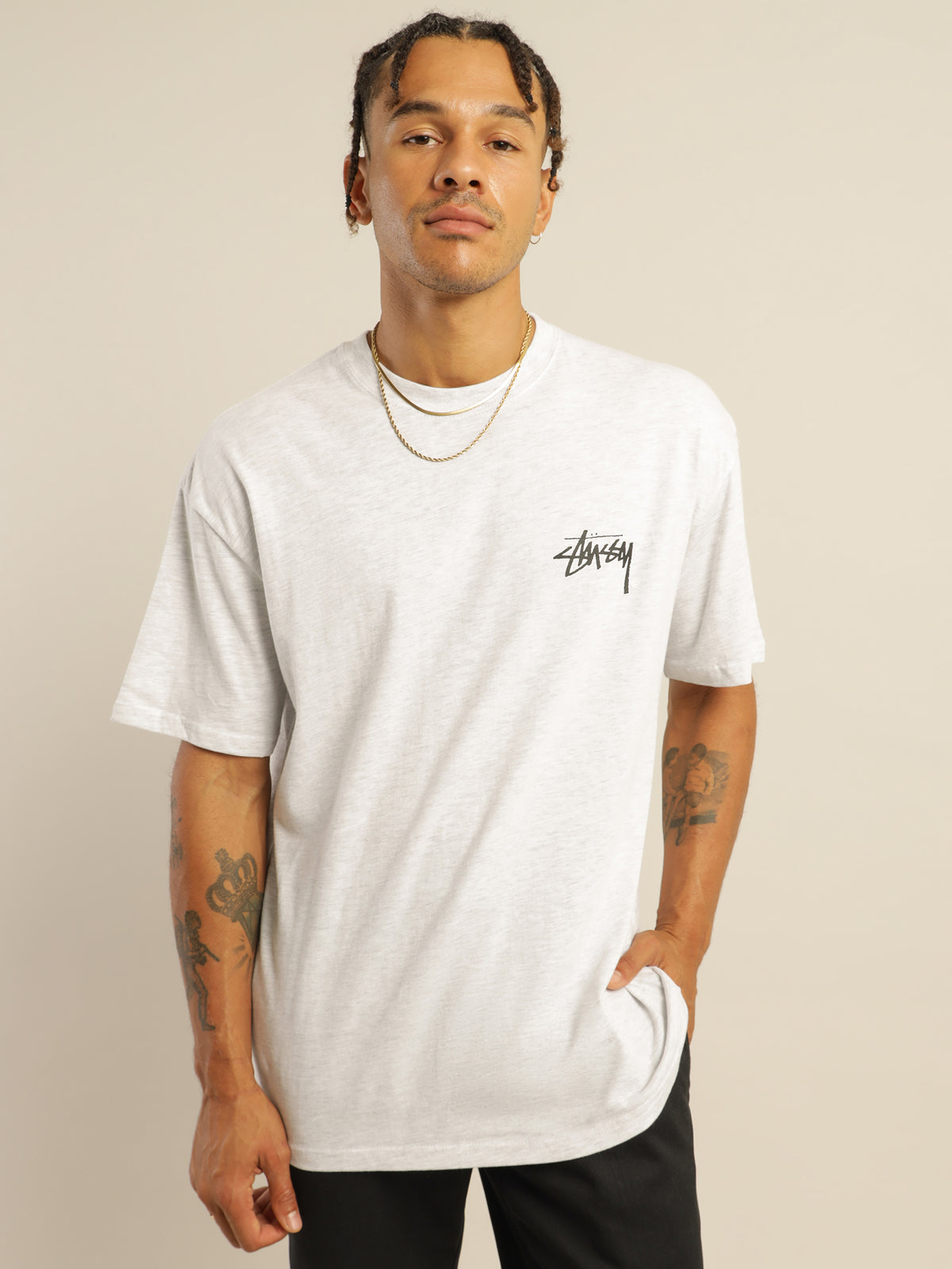 Shadow Stock Short Sleeve T-Shirt in Snow Marle